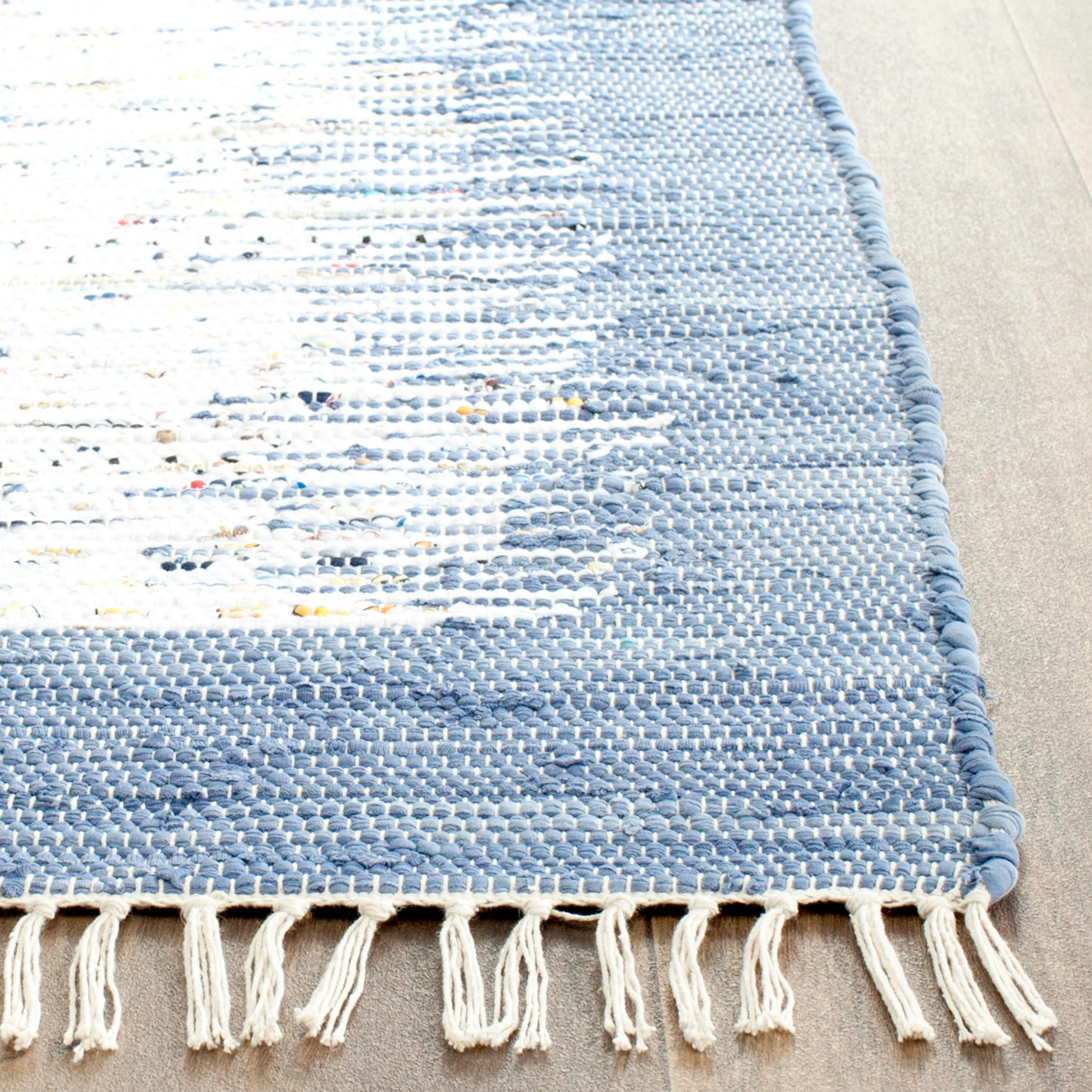 Safavieh Montauk Keeling 2 x 7 Ivory/Dark Blue Indoor Coastal Handcrafted Runner Rug - Image 3