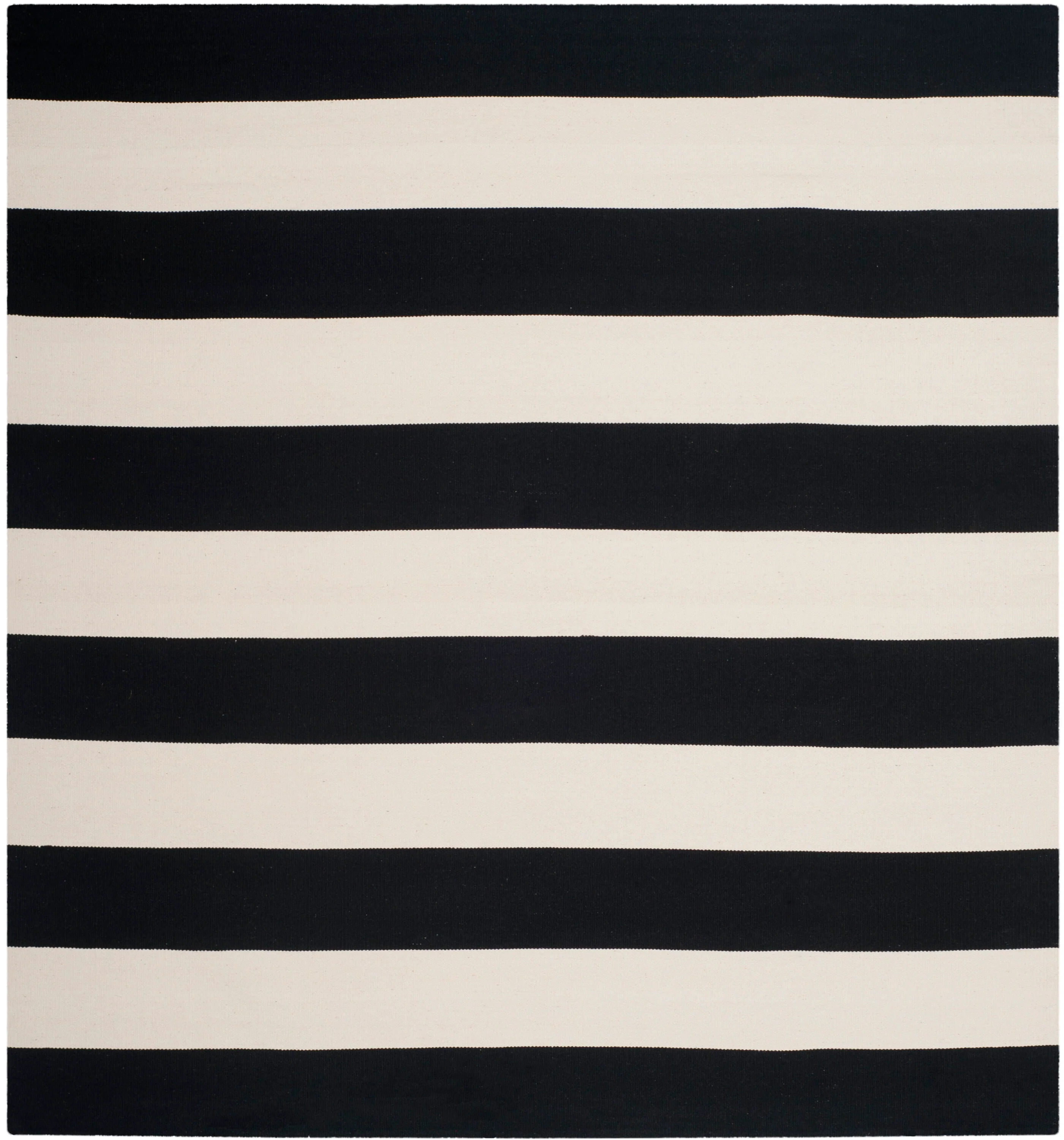 Safavieh Montauk Maslin 4 x 4 Black/Ivory Square Indoor Stripe Coastal Handcrafted Area Rug - Image 2