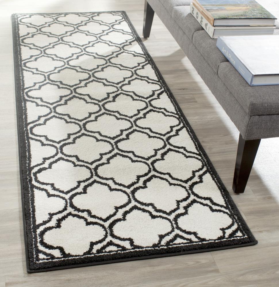 Safavieh Moroccan 2 x 7 Ivory/Anthracite Indoor Trellis Runner Rug - Image 2