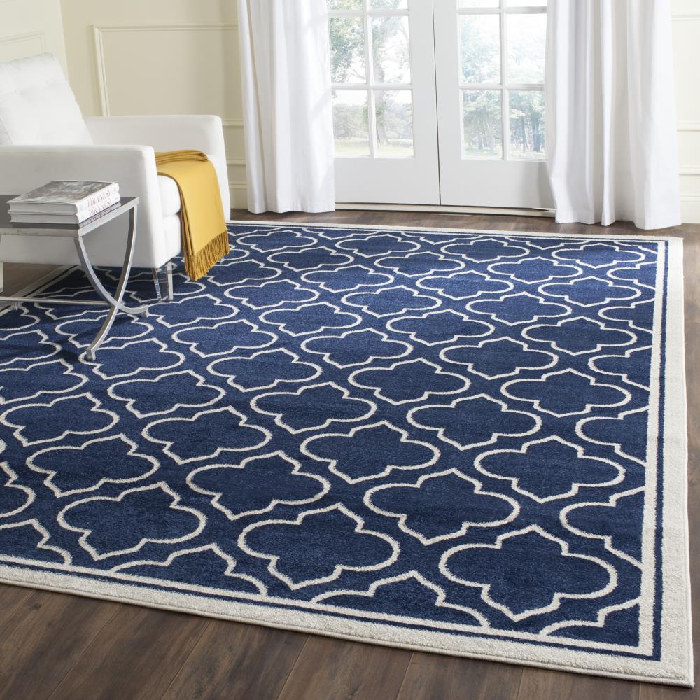 Safavieh Moroccan 9 x 12 Navy/Ivory Indoor Trellis Area Rug - Image 2