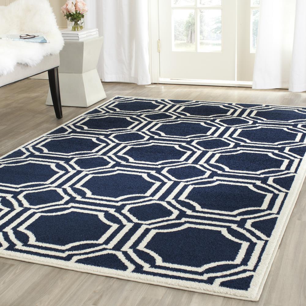 Safavieh Mosaic 11 x 16 Navy/Ivory Indoor/Outdoor Trellis Area Rug - Image 2
