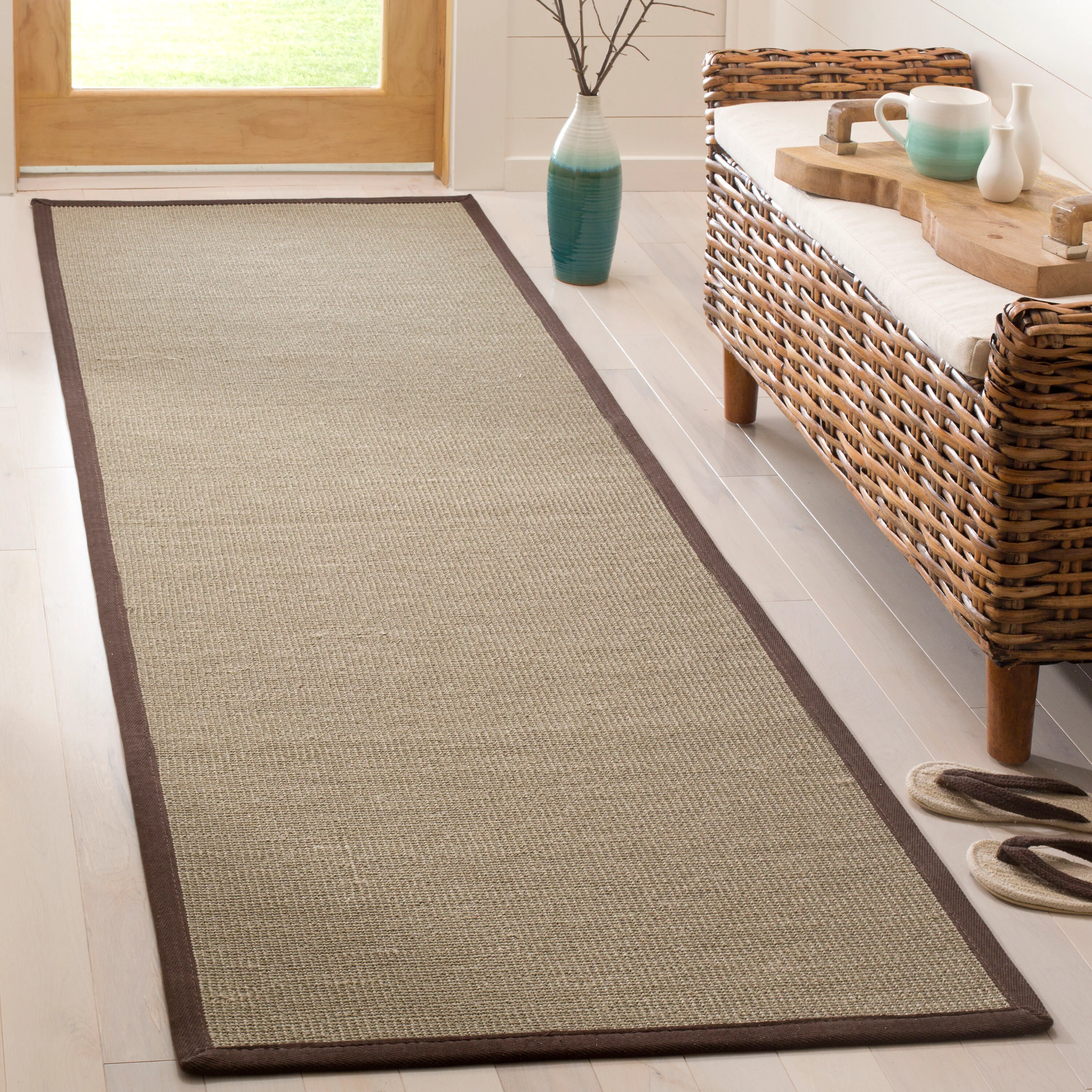 Safavieh Natural Fiber Tobias 3 x 8 Sage/Brown Indoor Solid Farmhouse/Cottage Runner Rug