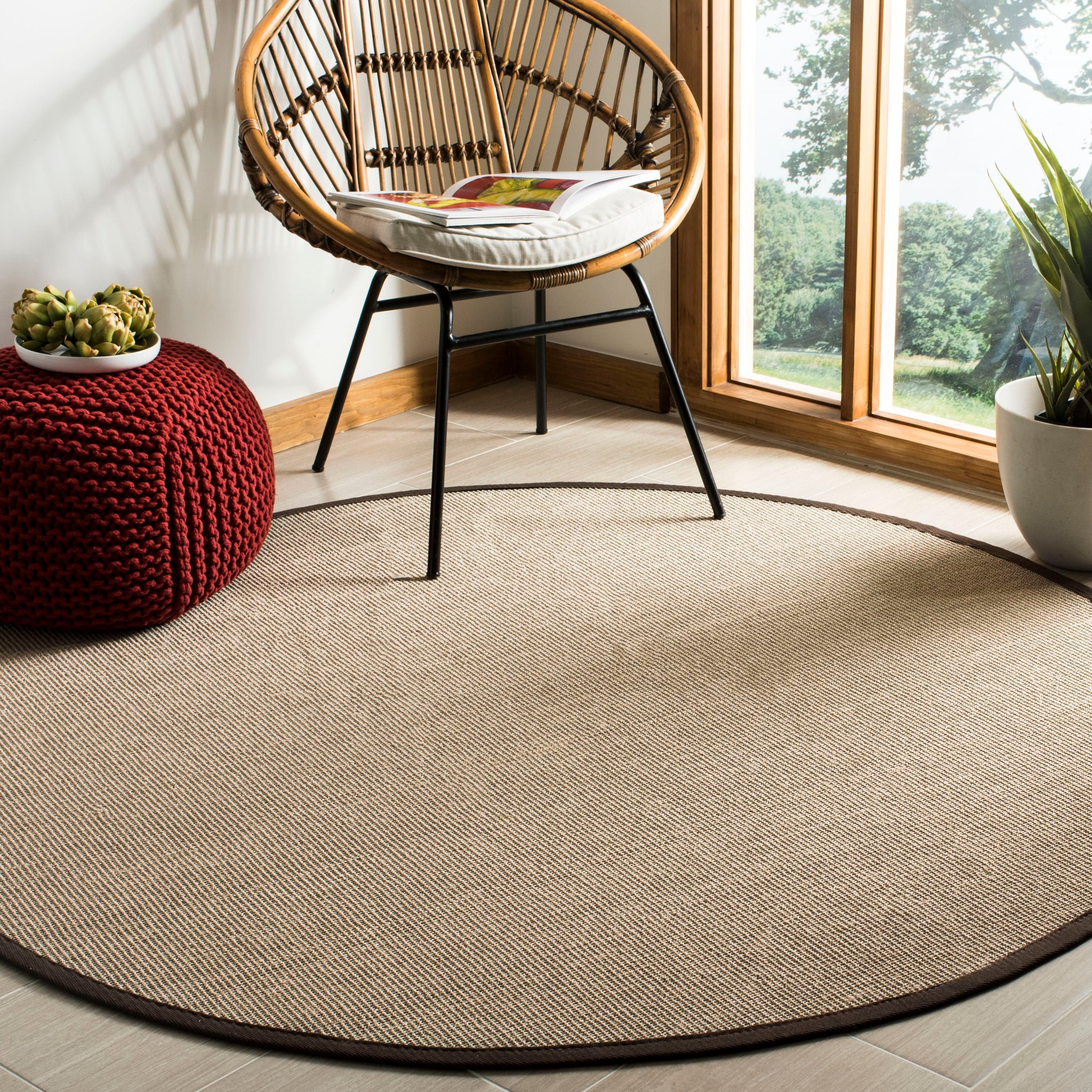 Safavieh Natural Fiber Tobias 6 x 6 Sage/Brown Round Indoor Solid Farmhouse/Cottage Area Rug - Image 2