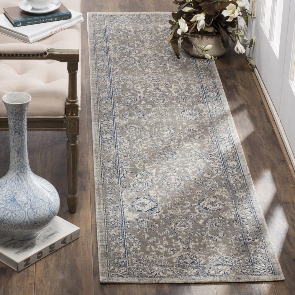 Safavieh Patina Sinese 2 x 8 Taupe/Blue Indoor Abstract Vintage Runner Rug - Image 2