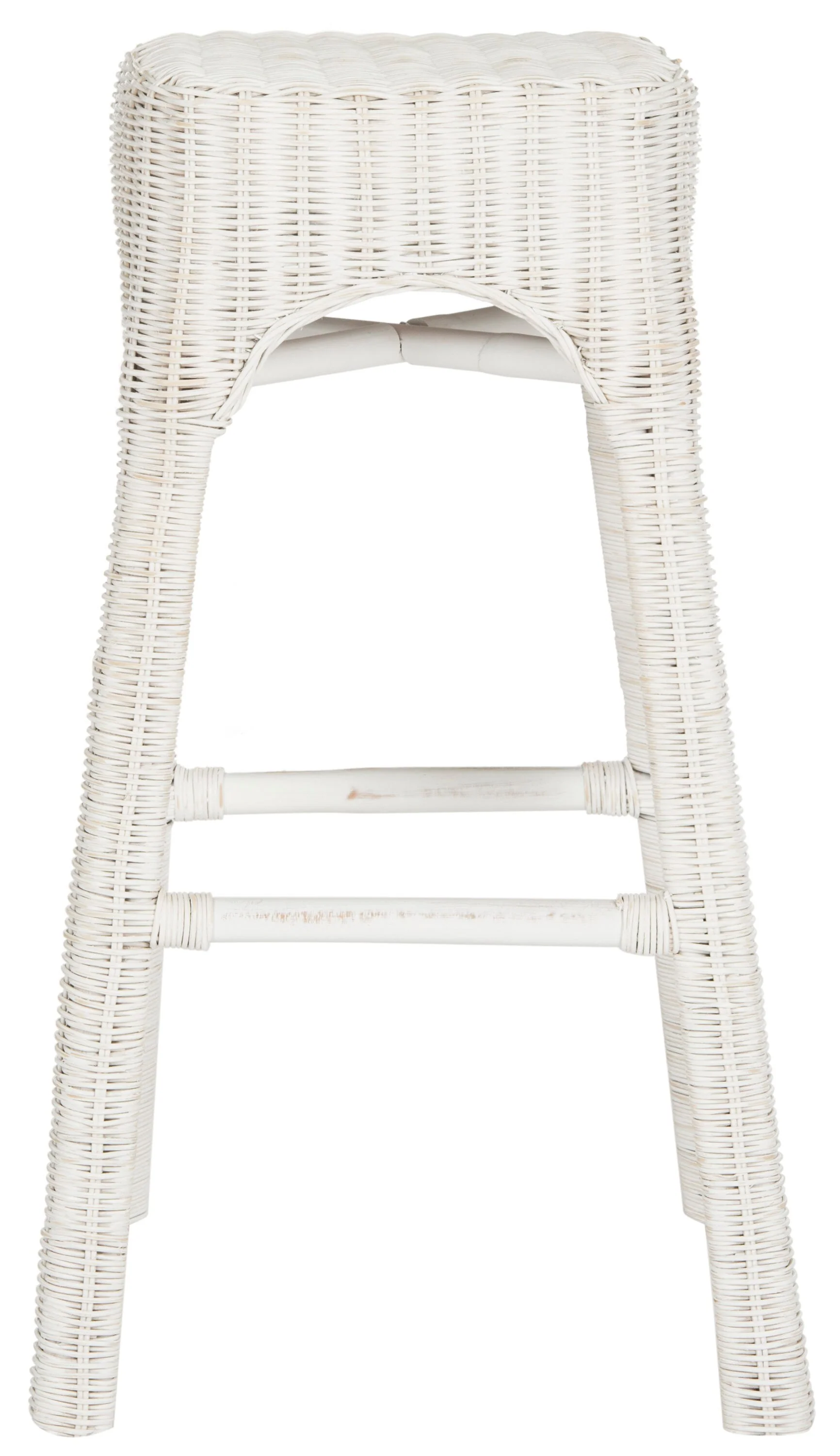 Safavieh Percy White Distress Bar Stool, 29.5-in Bar Height, Rattan