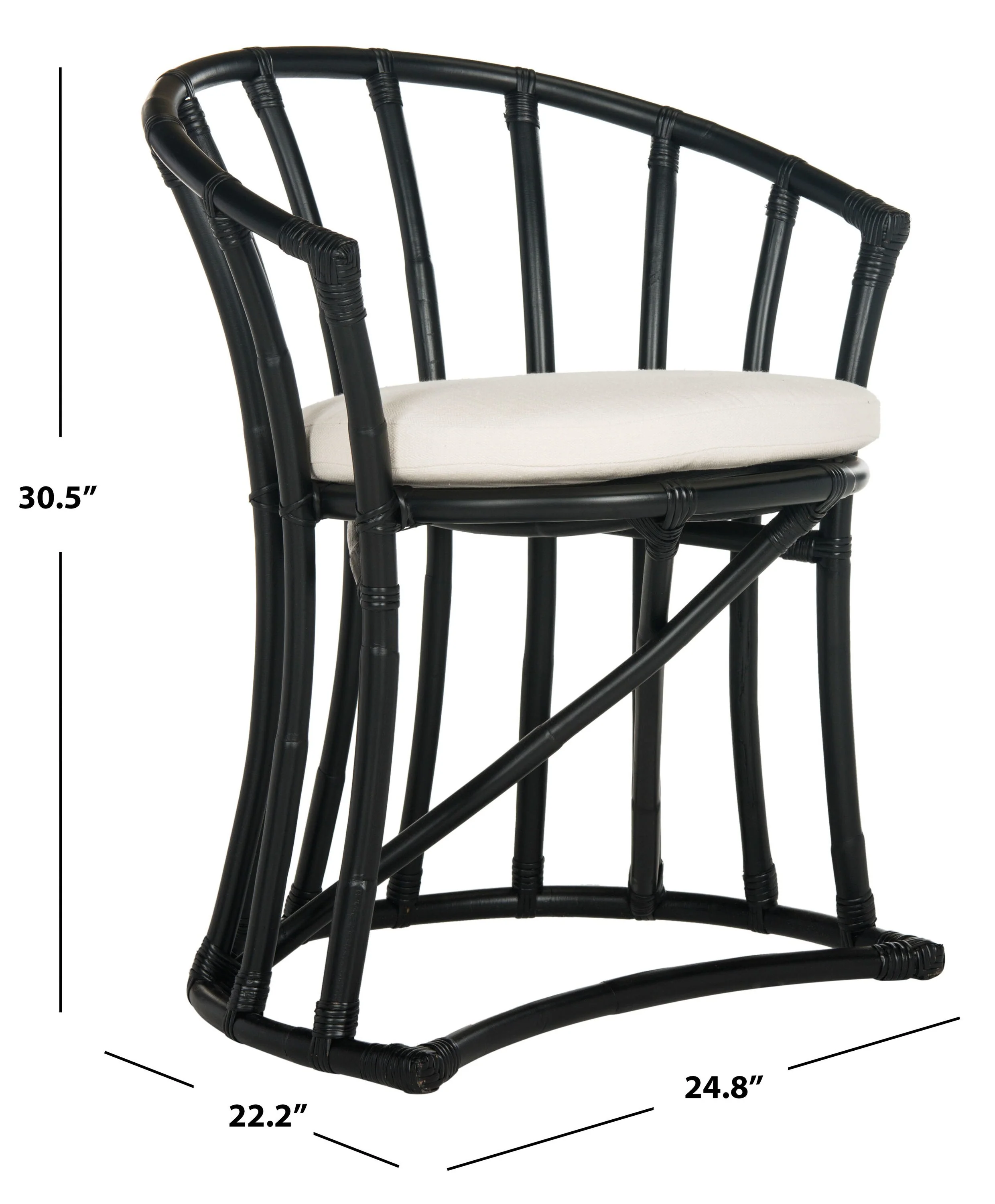 Safavieh Percy White Distress Bar Stool, 29.5-in Bar Height, Rattan - Image 4