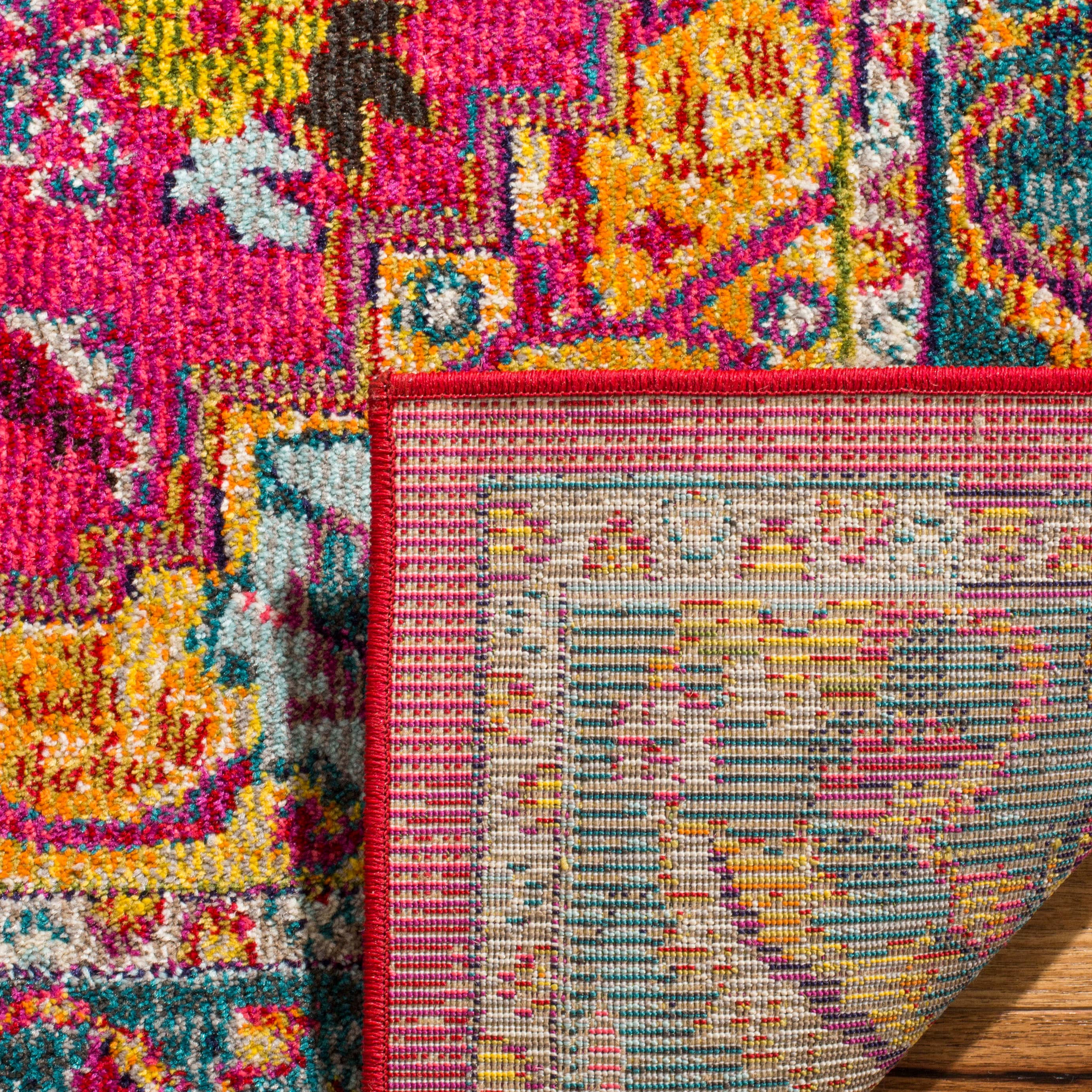 Safavieh Phoenix Ian 9 x 12 Fuchsia/Blue Indoor Distressed/Overdyed Vintage Area Rug - Image 4