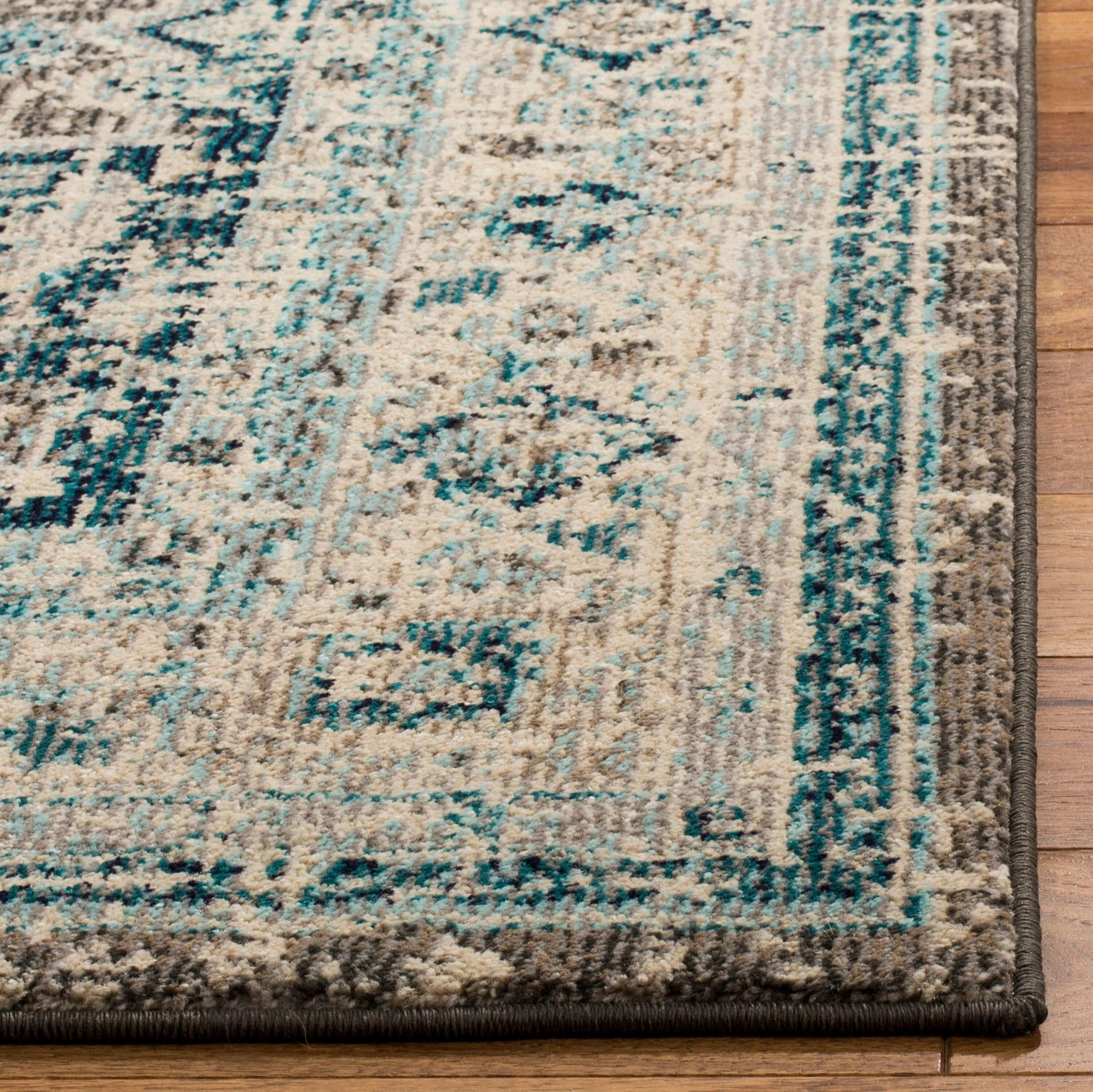 Safavieh Phoenix Nuri 3 x 5 Gray/Blue Indoor Abstract Vintage Throw Rug - Image 3