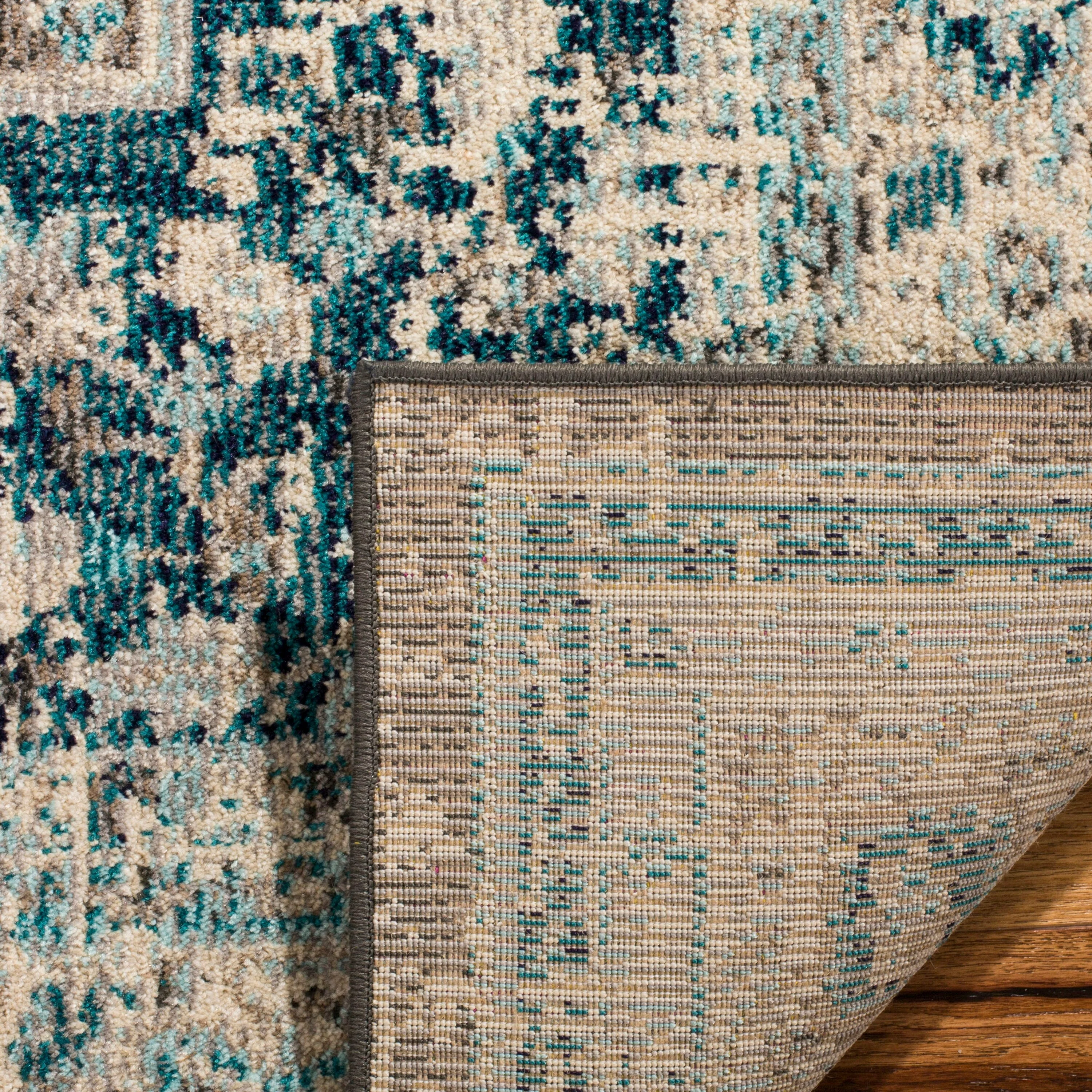 Safavieh Phoenix Nuri 3 x 5 Gray/Blue Indoor Abstract Vintage Throw Rug - Image 4