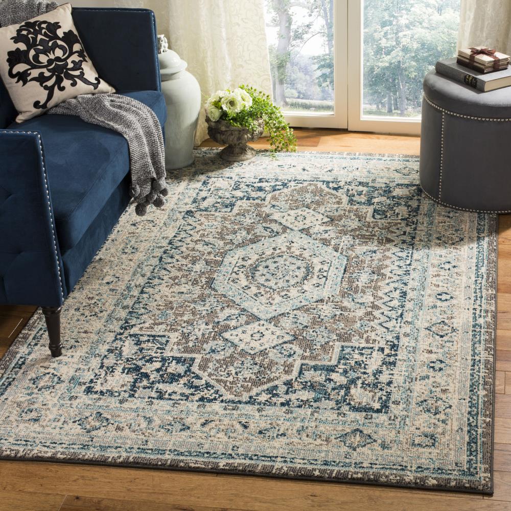 Safavieh Phoenix Nuri 8 x 10 Gray/Blue Indoor Abstract Vintage Area Rug - Image 2