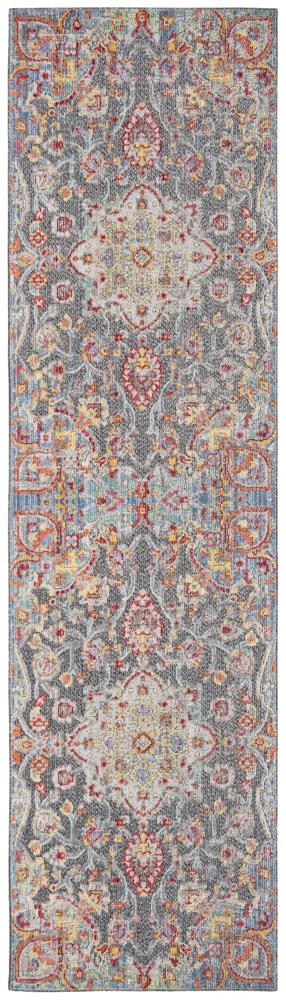 Safavieh Provance Arles 2 x 8 Aqua/Black Indoor Floral/Botanical Vintage Runner Rug