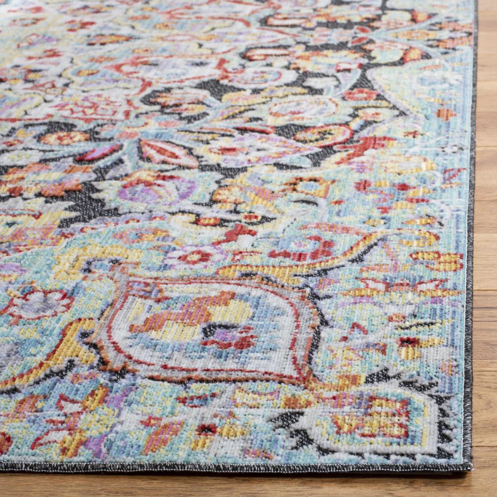 Safavieh Provance Arles 2 x 8 Aqua/Black Indoor Floral/Botanical Vintage Runner Rug - Image 3