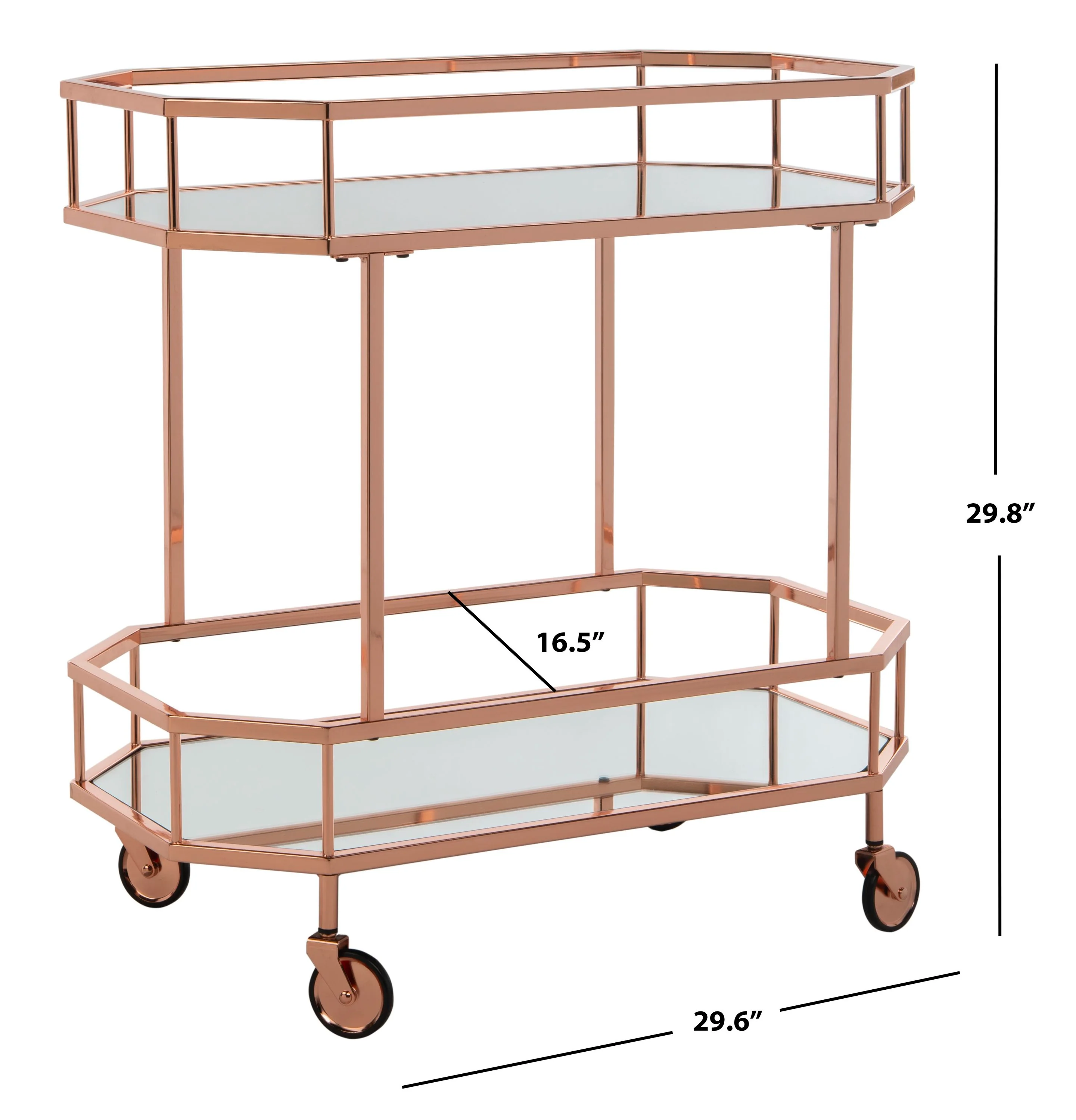 Safavieh Red Metal Base with Mirror Top Kitchen Cart (29.6-in x 16.5-in x 29.8-in) - Image 4