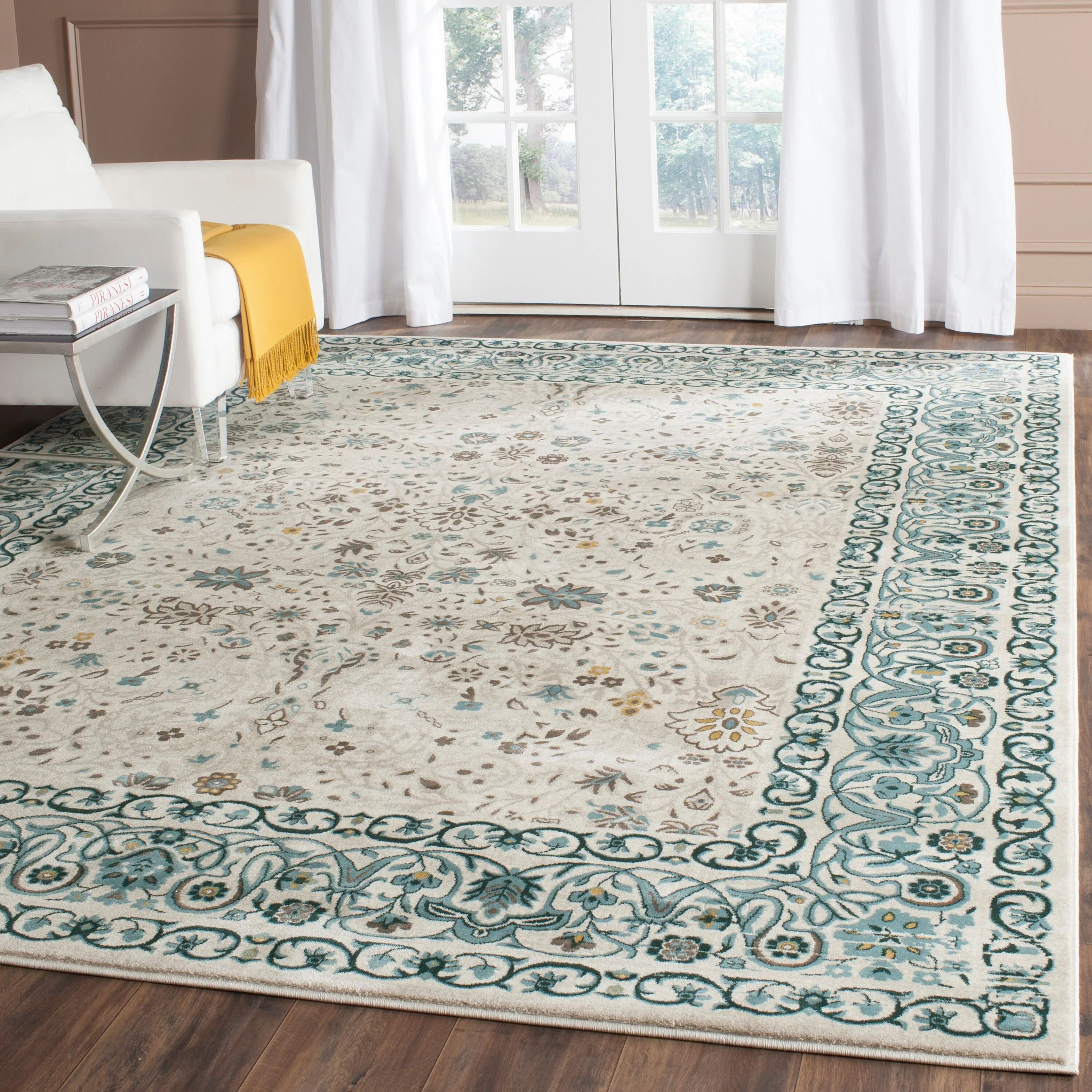 Safavieh Serenity Pasquale 8 x 10 Beige/Blue Indoor Floral/Botanical Vintage Area Rug