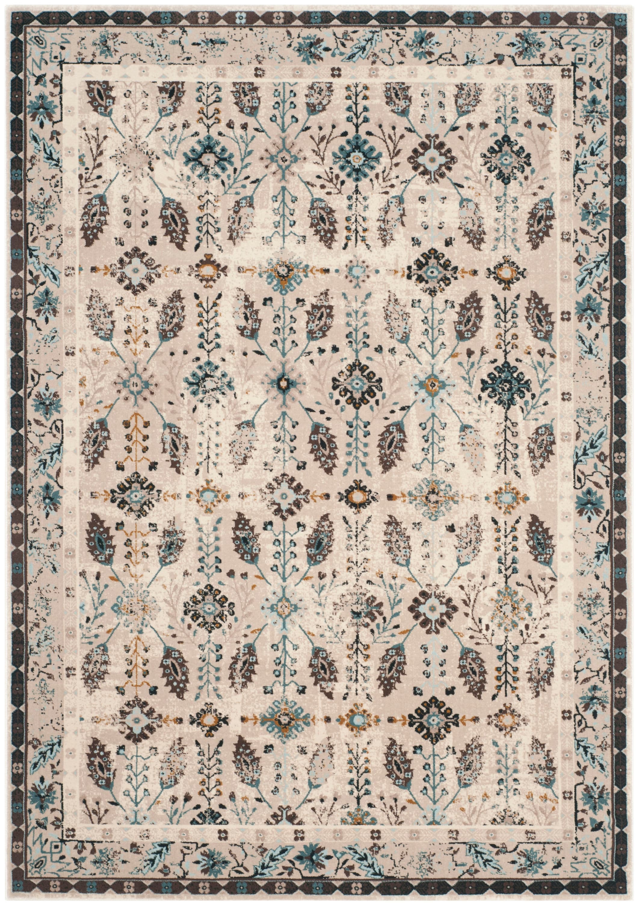 Safavieh Serenity Suzanni 5 x 8 Cream/Turquoise Indoor Floral/Botanical Area Rug
