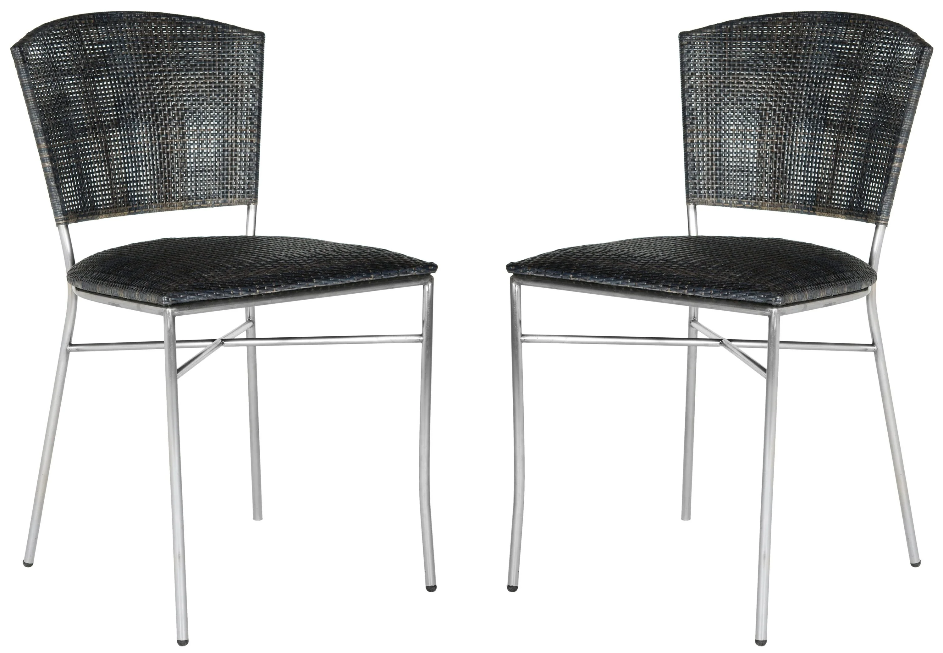 Safavieh Set of 2 Melita Side Chair – Coastal Style, Metal Frame, Black
