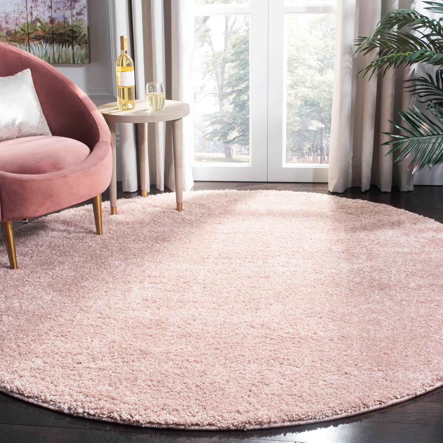 Safavieh Solo Shag 7 ft. Round Indoor Area Rug in Ivory, Solid Plush