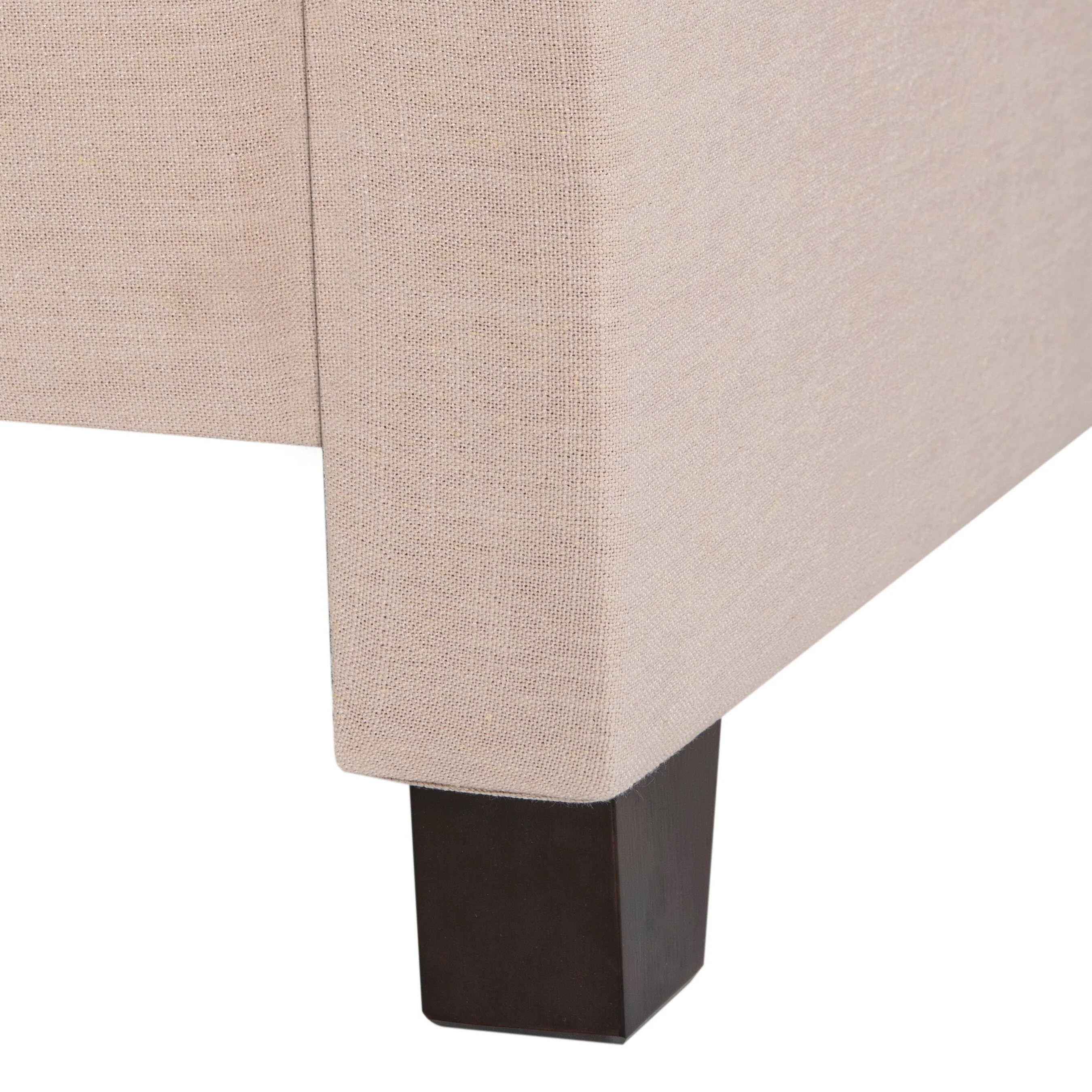 Safavieh Theron Light Beige/Brass Nailheads Queen Upholstered Bed - Image 6