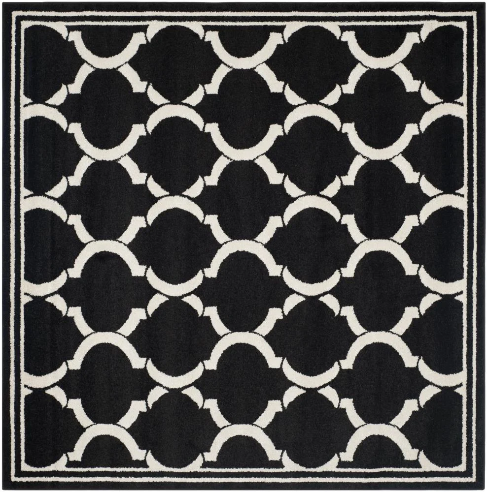 Safavieh Tilles 7 x 7 Anthracite/Ivory Square Indoor/Outdoor Trellis Area Rug