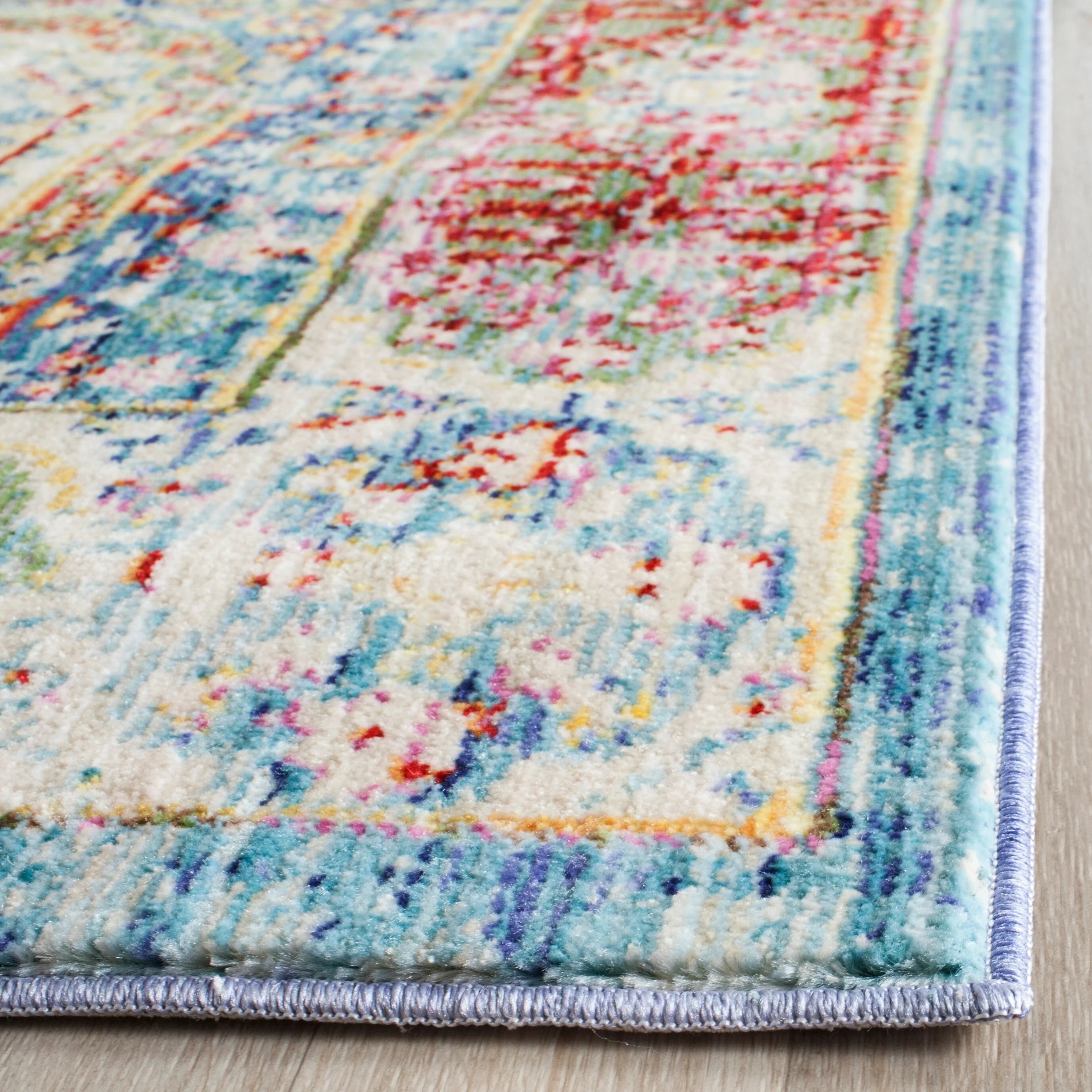 Safavieh Valencia Candence 2 x 8 Blue/Multi Indoor Distressed/Overdyed Vintage Runner - Image 3