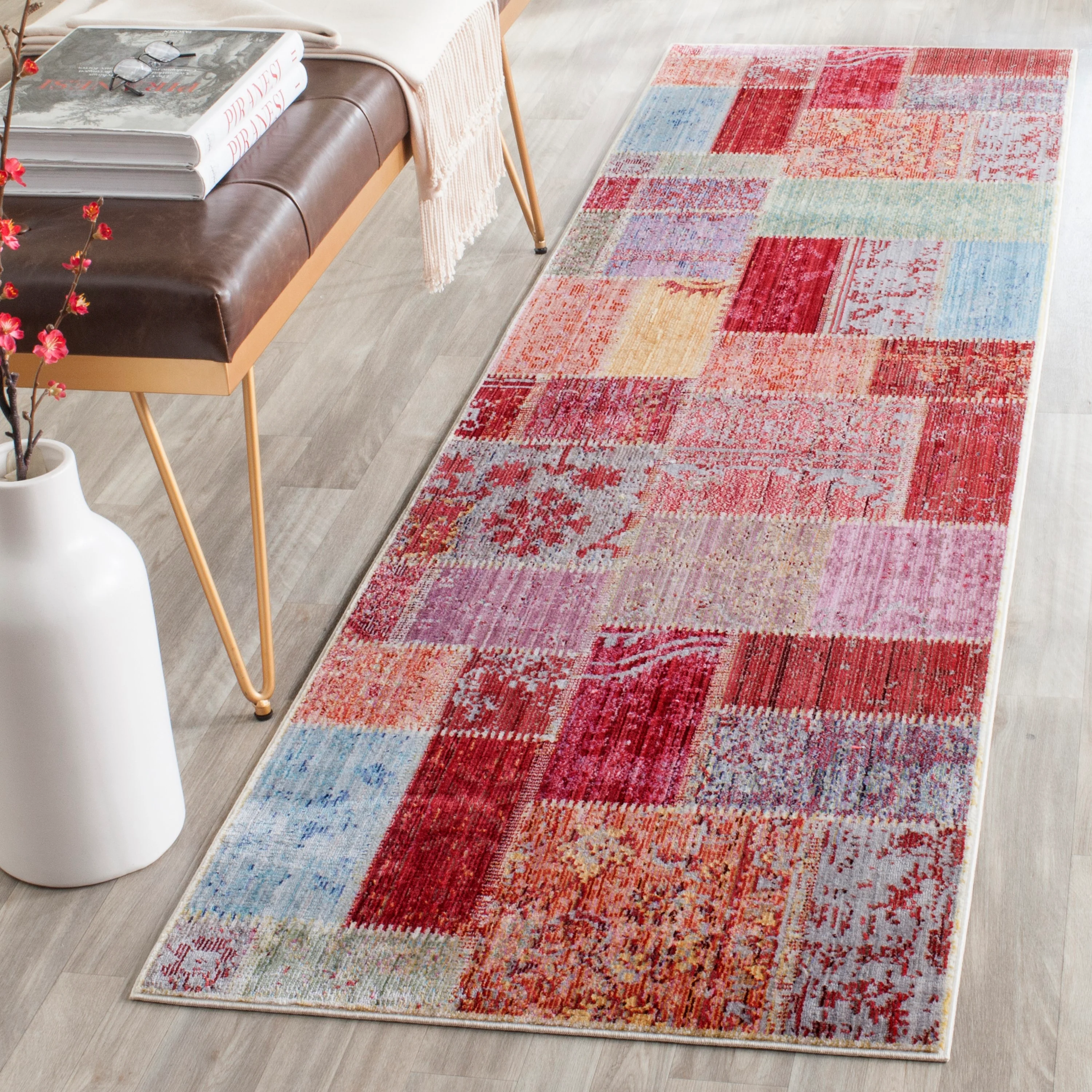 Safavieh Valencia Katlin 2-ft 3-in x 8-ft Multi Indoor Abstract Farmhouse/Cottage Runner Rug