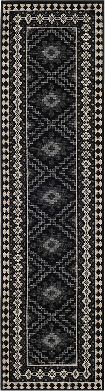 Safavieh Veranda 2-ft-7-in x 5-ft Black/Creme Indoor/Outdoor Abstract Coastal Throw Rug - Image 7