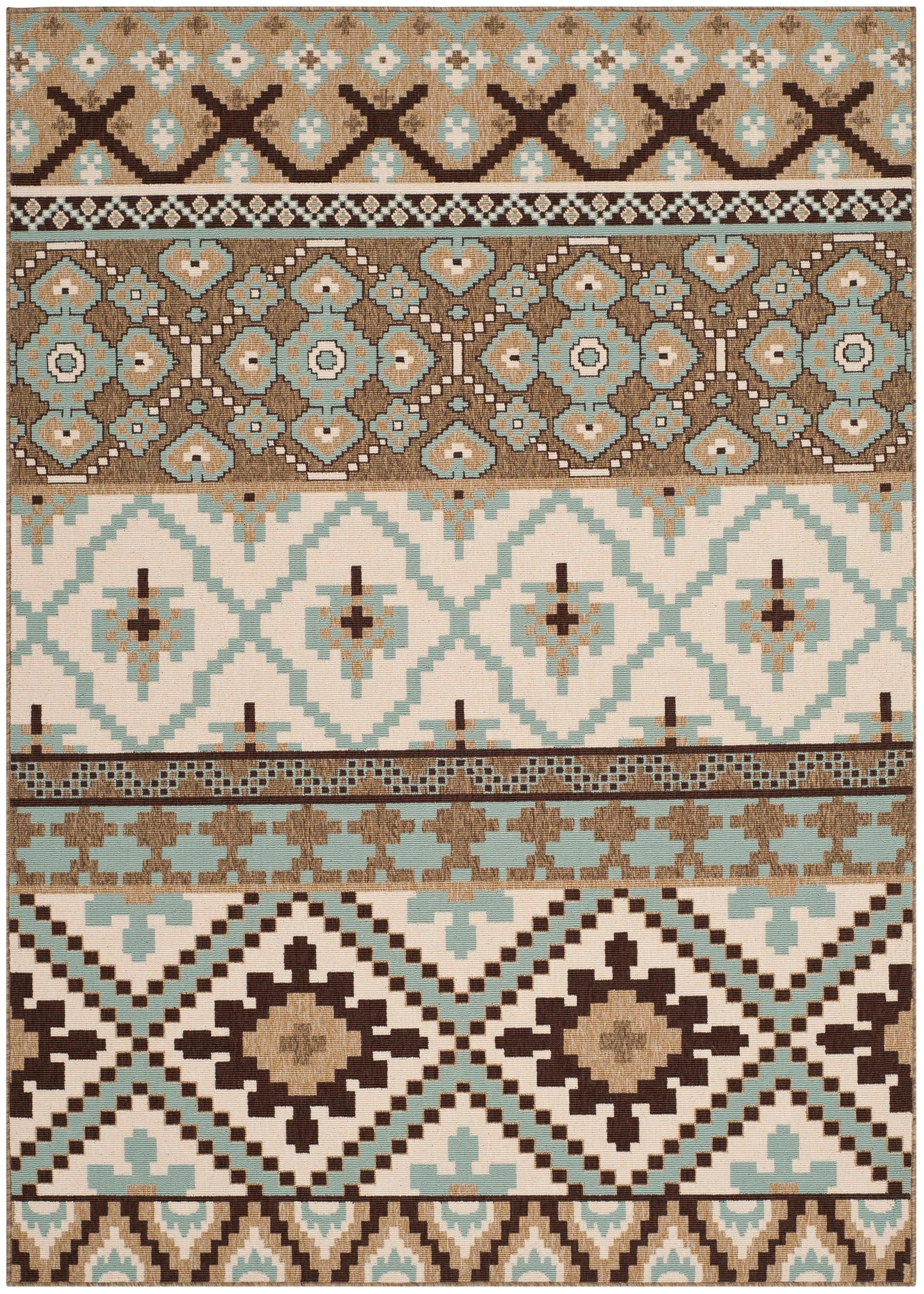 Safavieh Veranda 6-ft-7-in x 9-ft-6-in Creme/Brown Indoor/Outdoor Abstract Coastal Area Rug, 7 x 10