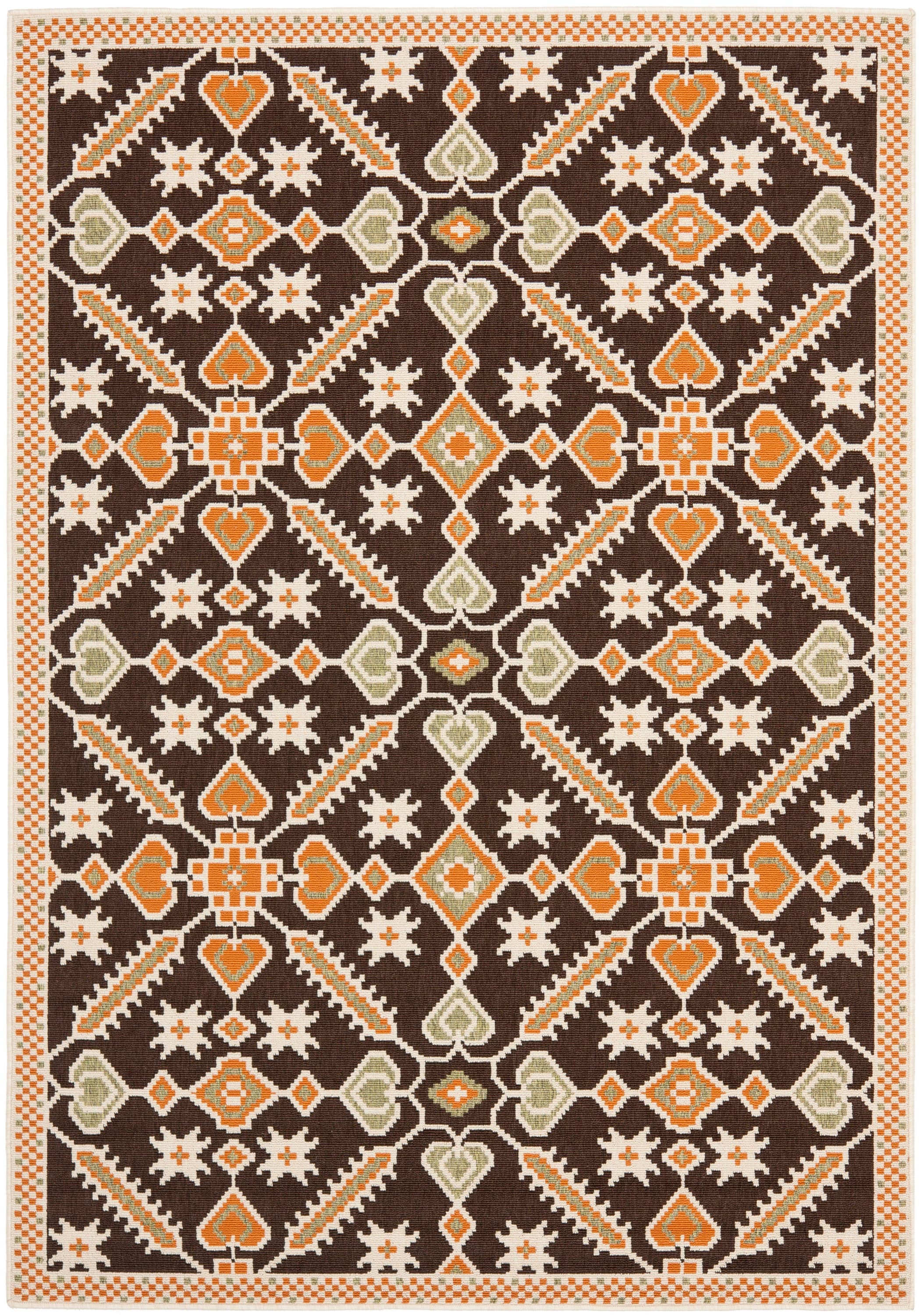 Safavieh Veranda Hafida 4-ft x 5-ft-7-in Chocolate/Terracotta Indoor/Outdoor Abstract Coastal Area Rug - Image 2