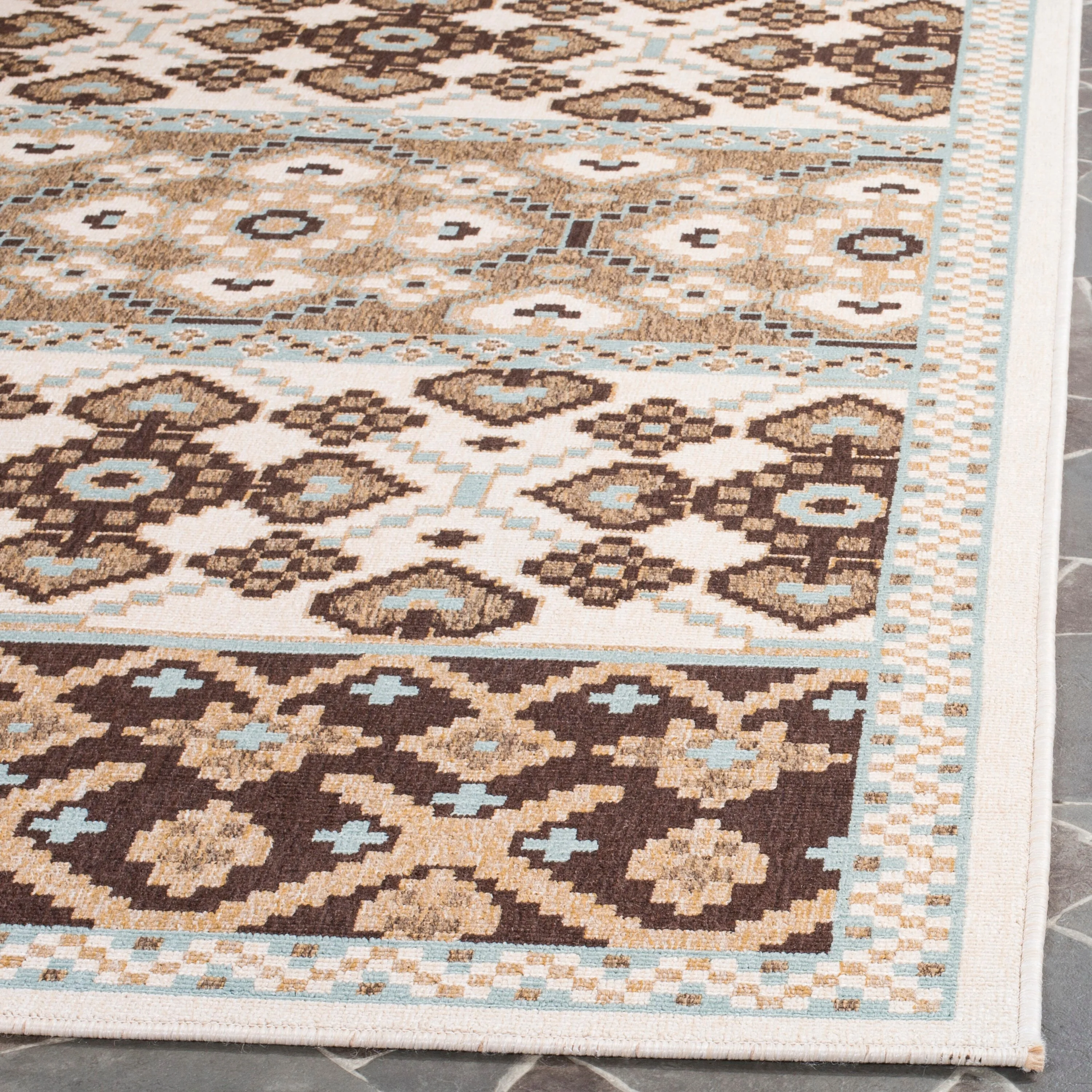 Safavieh Veranda Numa 5-ft-3-in x 7-ft-7-in Indoor/Outdoor Area Rug, Cream/Chocolate, Abstract Coastal - Image 4