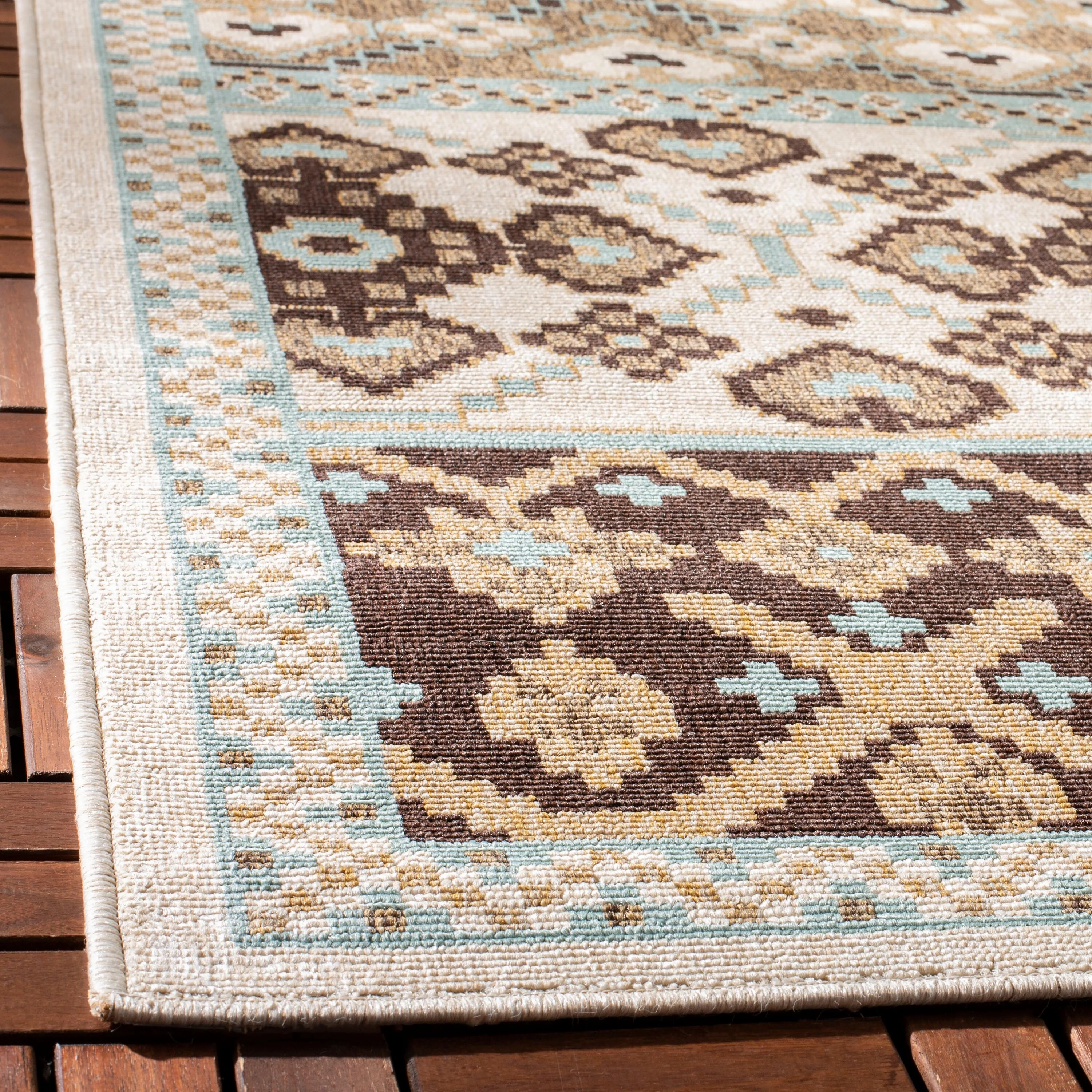Safavieh Veranda Numa 5-ft-3-in x 7-ft-7-in Indoor/Outdoor Area Rug, Cream/Chocolate, Abstract Coastal - Image 5