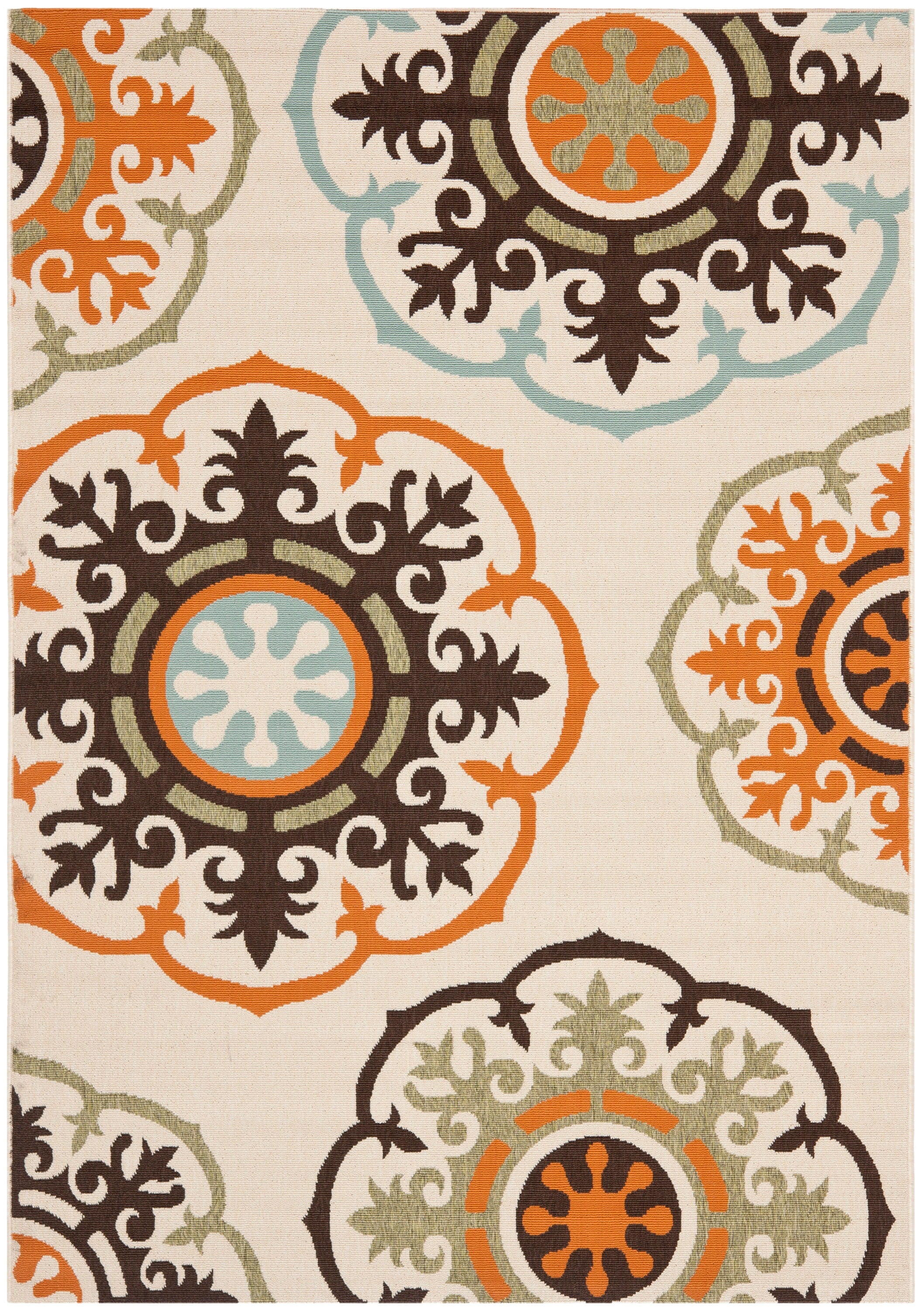 Safavieh Veranda Pinwheel 3 x 5 Cream/Terracotta Indoor/Outdoor Floral Bohemian/Eclectic Throw Rug - Image 2