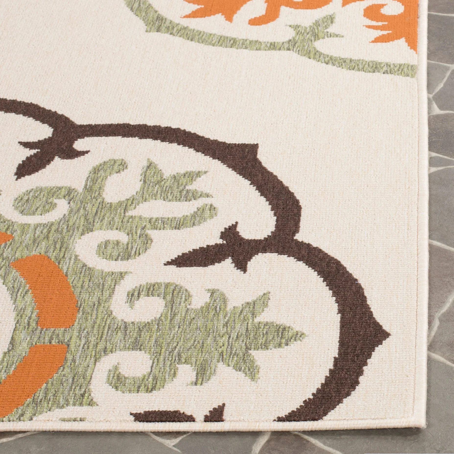 Safavieh Veranda Pinwheel 3 x 5 Cream/Terracotta Indoor/Outdoor Floral Bohemian/Eclectic Throw Rug - Image 3