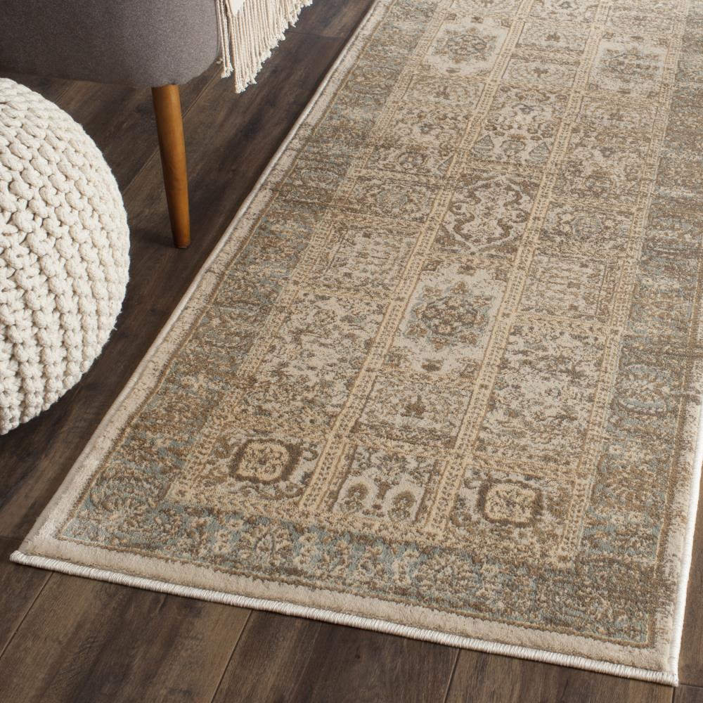 Safavieh Vintage Bastilla 2 x 12 Beige/Light Blue Indoor Distressed Overdyed Runner Rug - Image 2