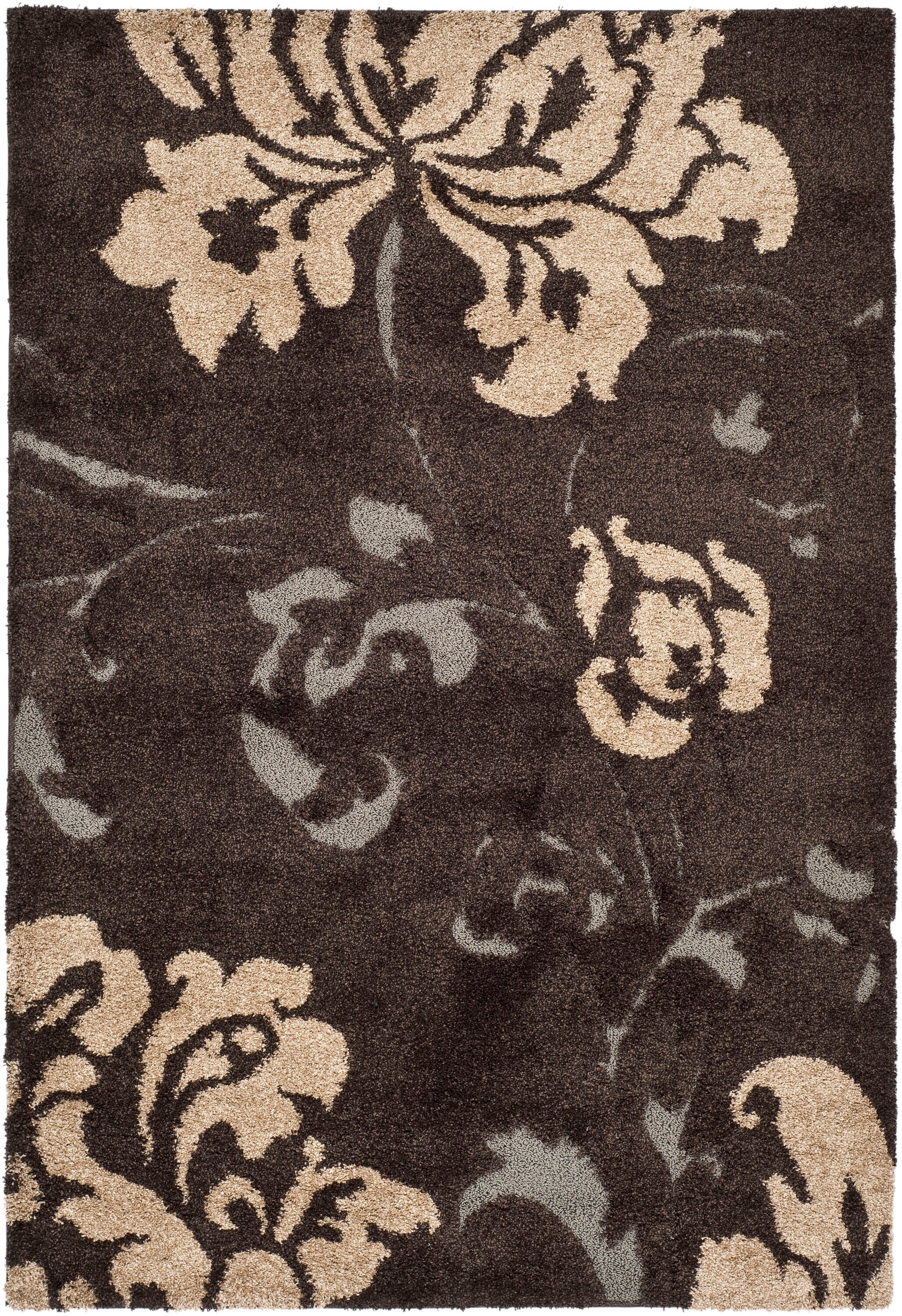 Safavieh Votive Shag 8 x 10 Dark Brown/Smoke Indoor Floral/Botanical Area Rug - Image 2