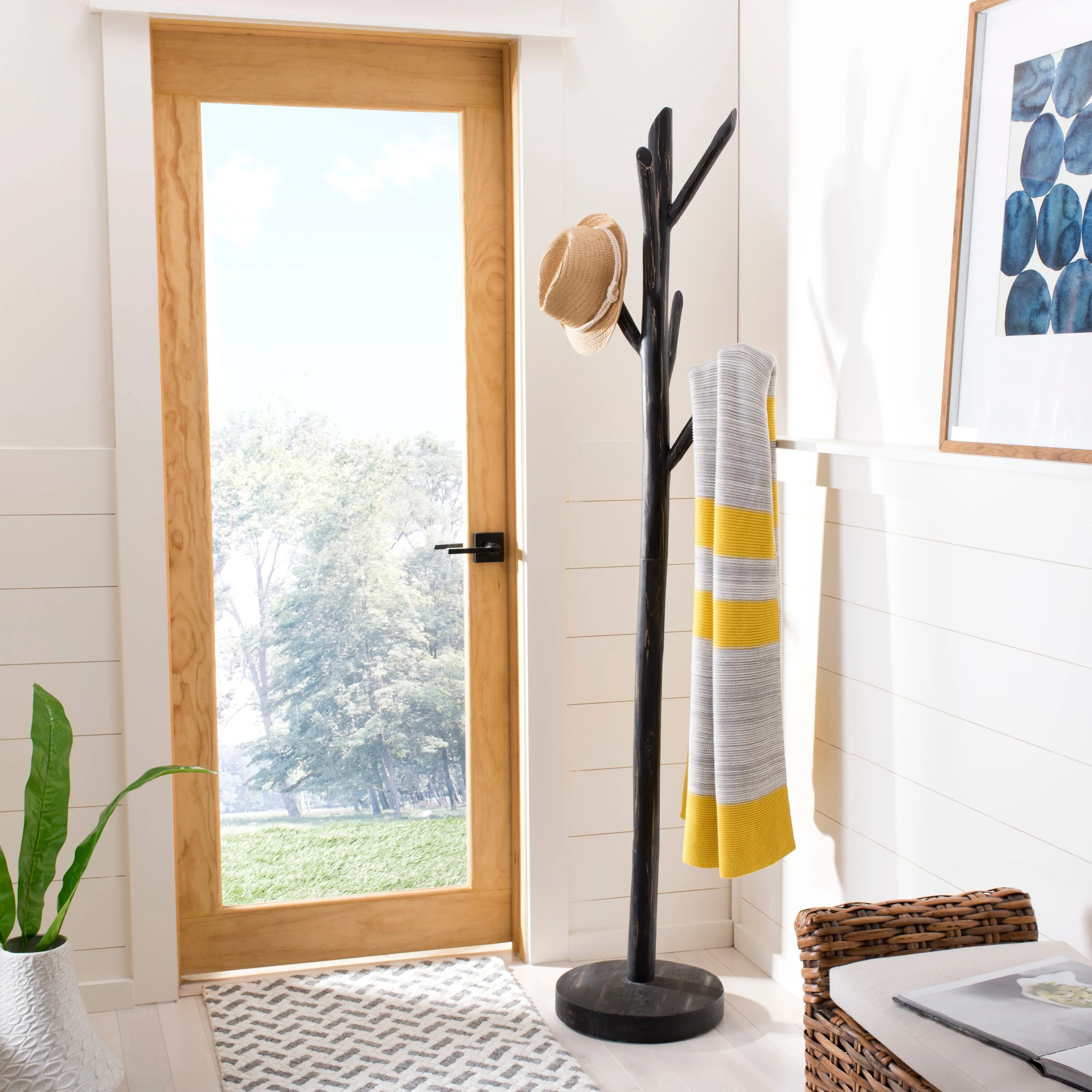 Safavieh Walter Distressed Black 5-Hook Coat Stand, 13.8 in W x 70.9 in H - Image 2