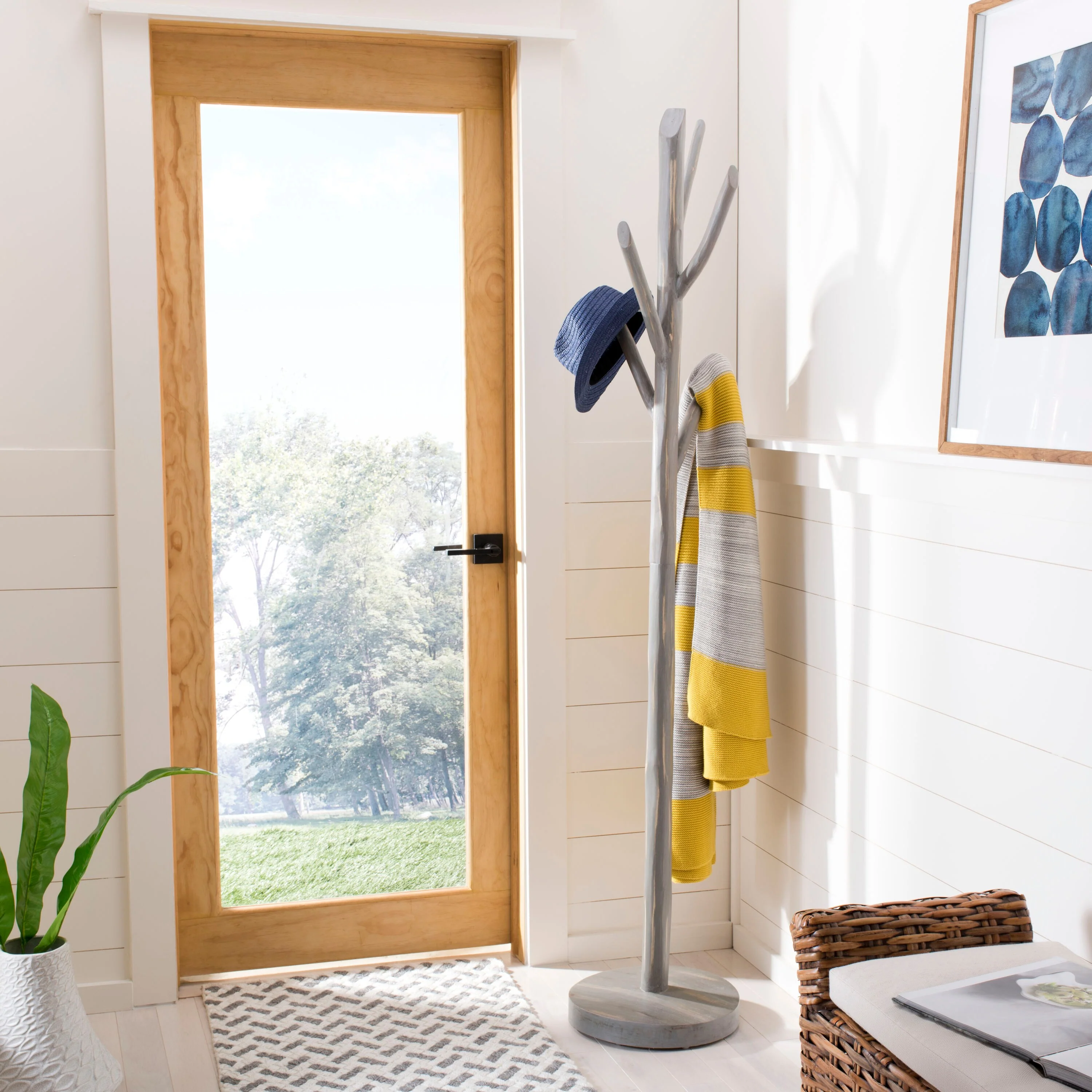 Safavieh Walter Distressed Gray 5-Hook Coat Stand - Image 2