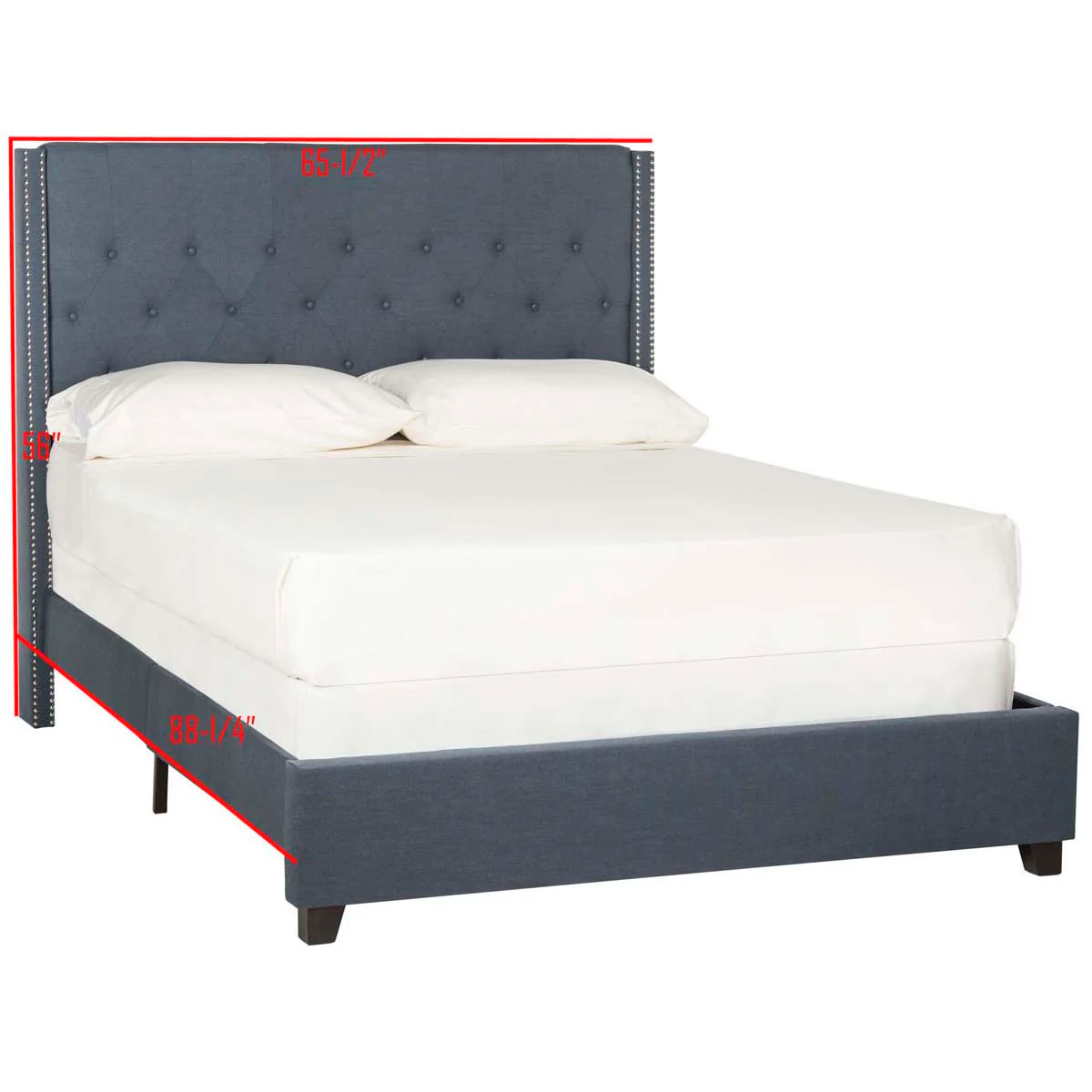 Safavieh Winslet Navy Queen Upholstered Bed - Image 5