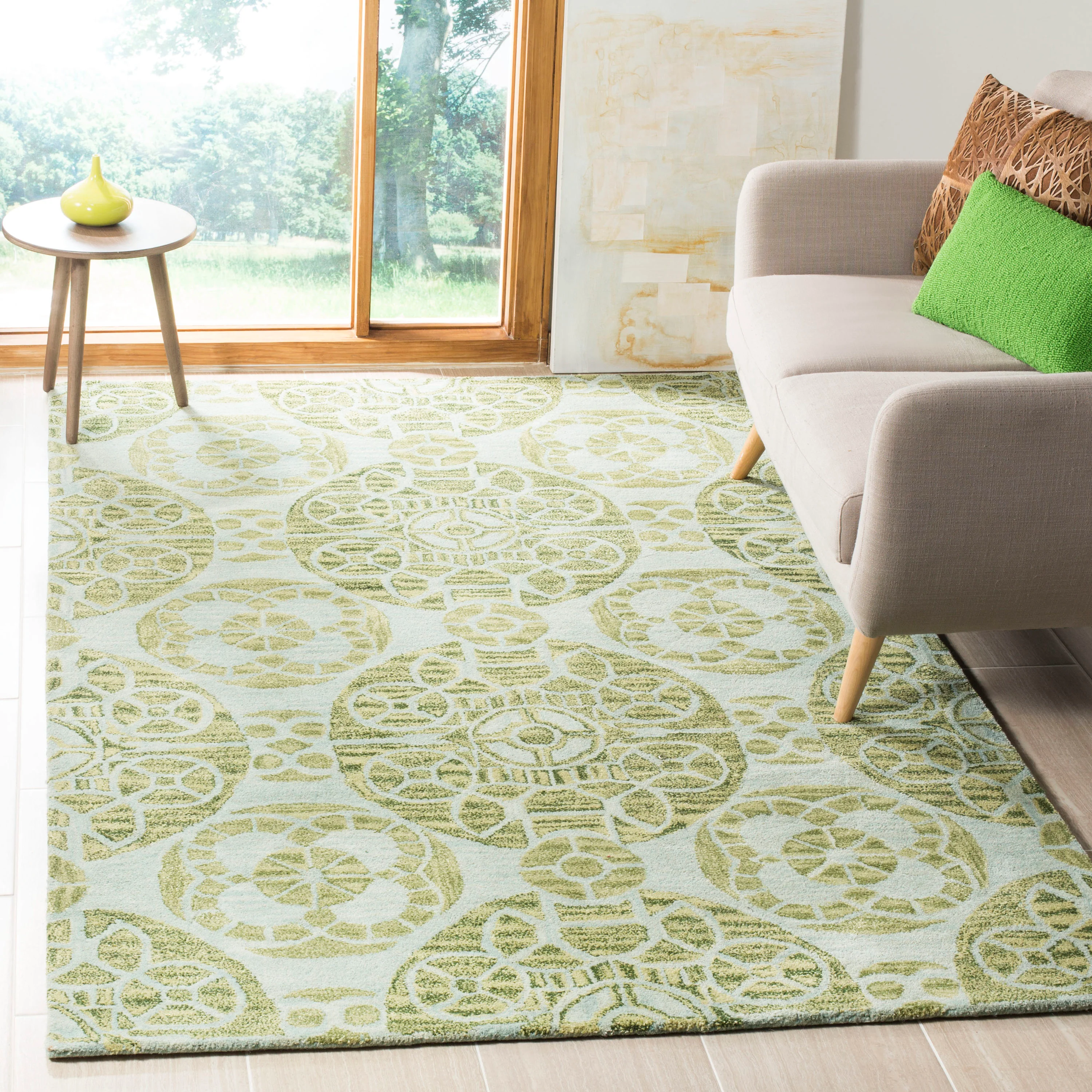 Safavieh Wyndham Hutton 10 x 14 Turquoise/Green Indoor Abstract Bohemian/Eclectic Handcrafted Area Rug - Image 2