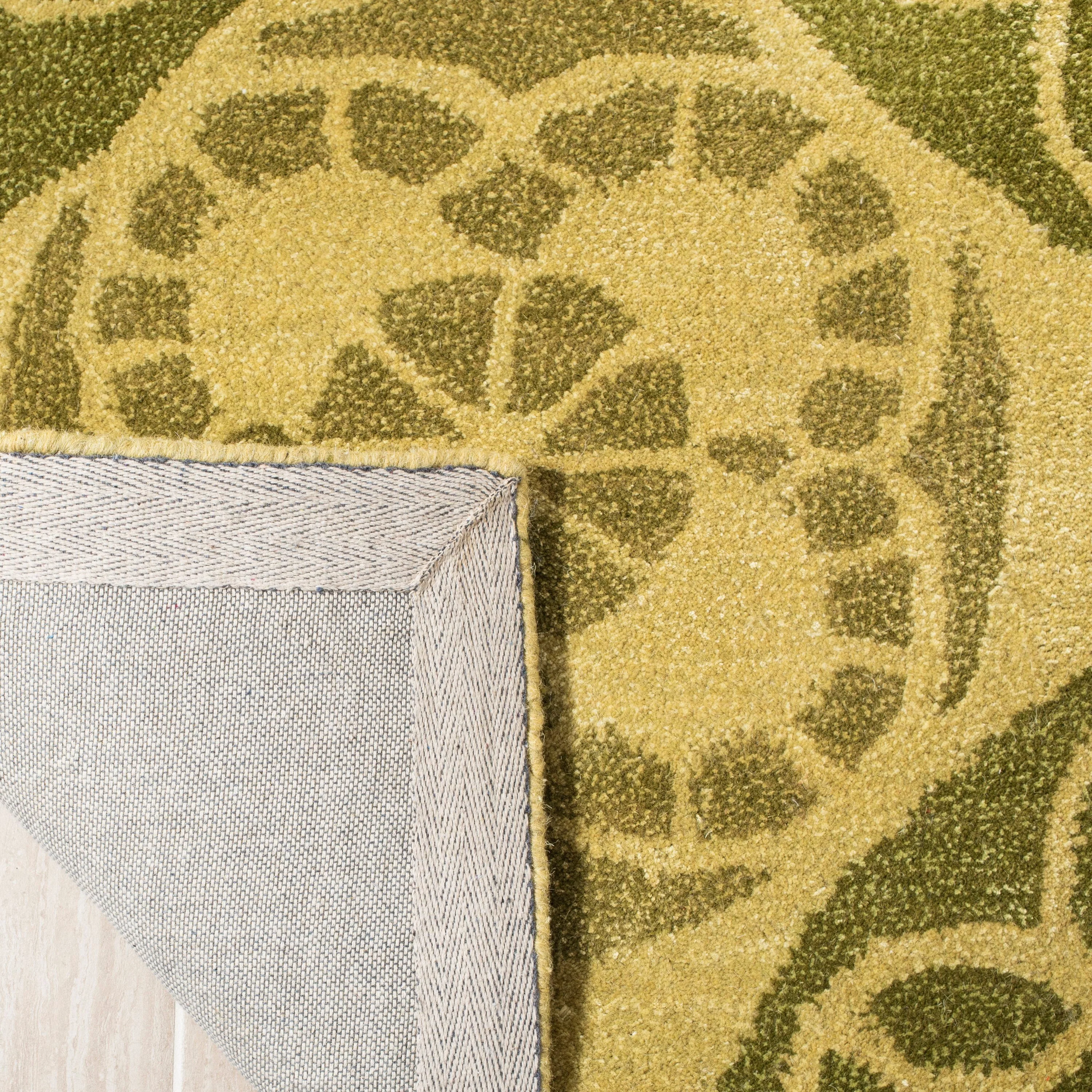 Safavieh Wyndham Hutton 7 x 7 Honey/Green Square Indoor Abstract Bohemian/Eclectic Handcrafted Wool Area Rug - Image 4