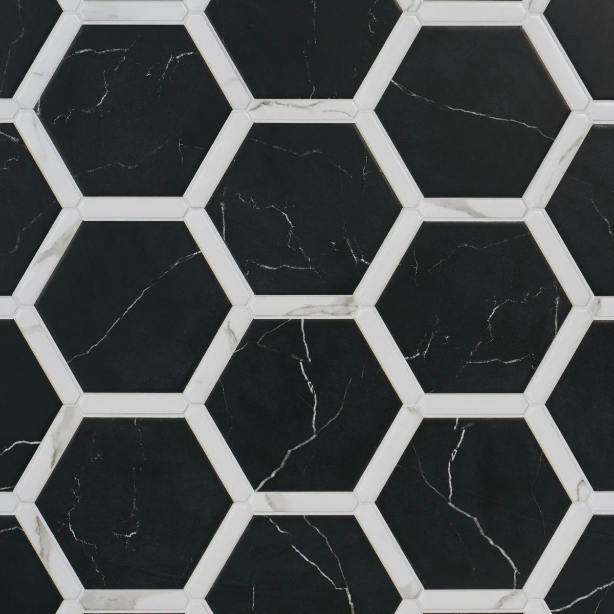 Sagon Nero Black 9" Hexagon Matte Porcelain Tile - Lux Tile - Image 5