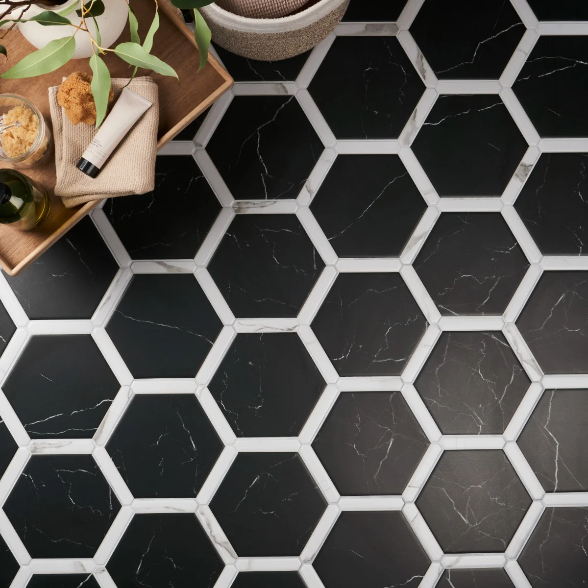 Sagon Nero Black 9" Hexagon Matte Porcelain Tile - Lux Tile - Image 6
