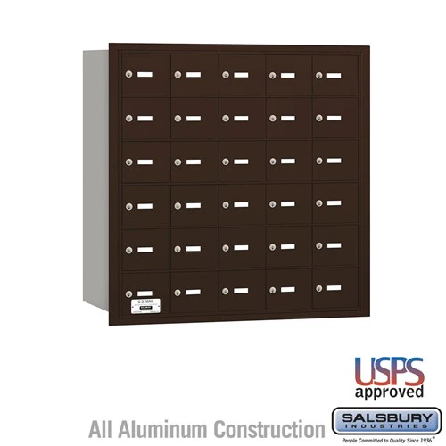 4B+ Horizontal Mailbox with 30 A Doors - Bronze Rear Loading USPS Access