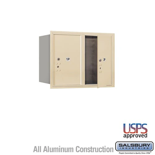 6 Door High Recessed Mounted 4C Horizontal Parcel Locker with 2 Parcel Lockers in Sandstone - USPS Approved
