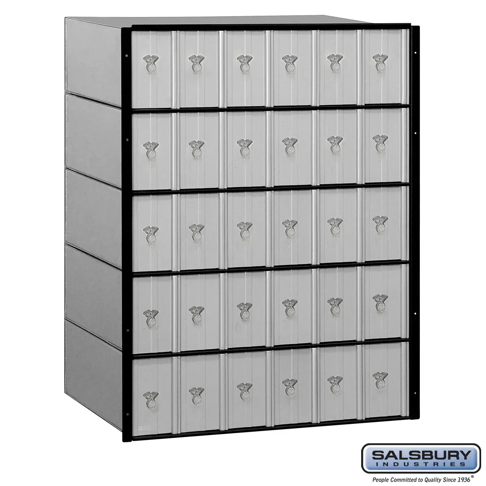 Salsbury Aluminum Mailbox with 30 Combination Lock Doors – Rear Loading System, 23.25" W x 30" H x 15.5" D