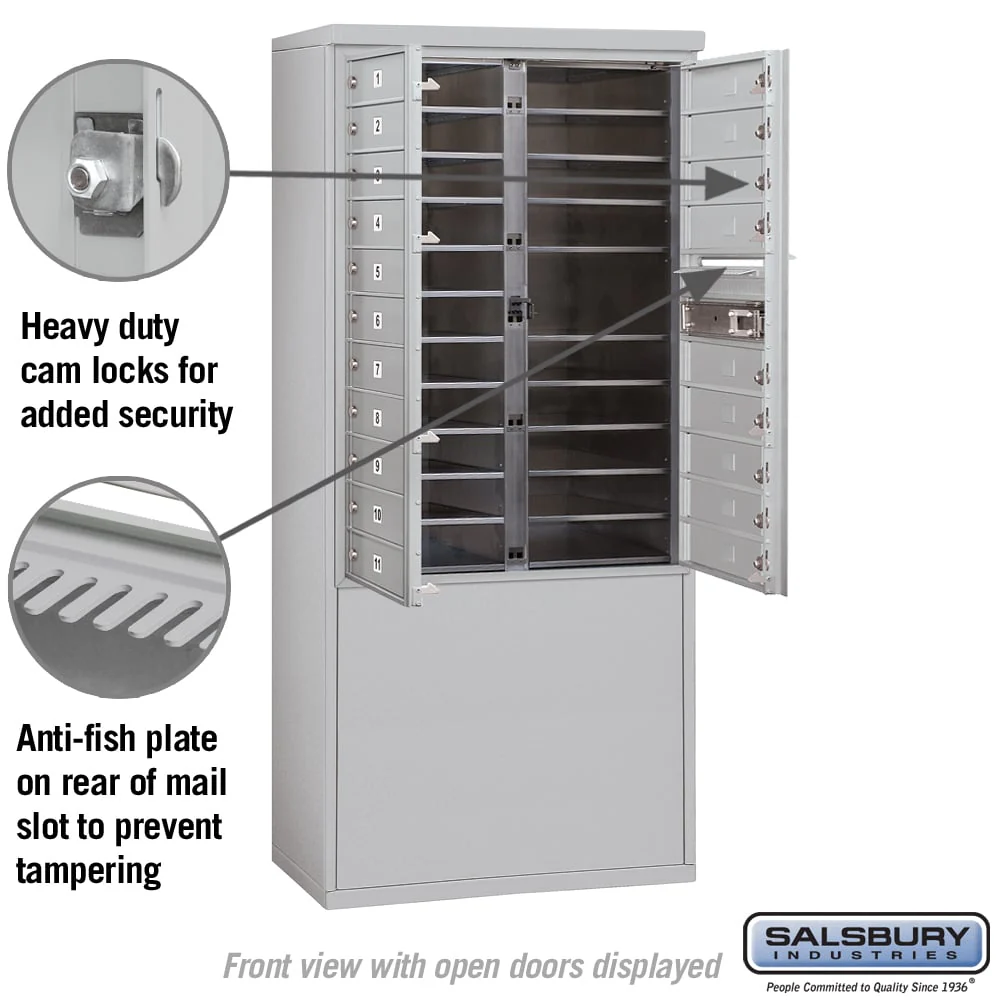 Salsbury Free-Standing 4C Horizontal Mailbox Unit, 11-Door-High Double Column, Sandstone, USPS Access - Image 3