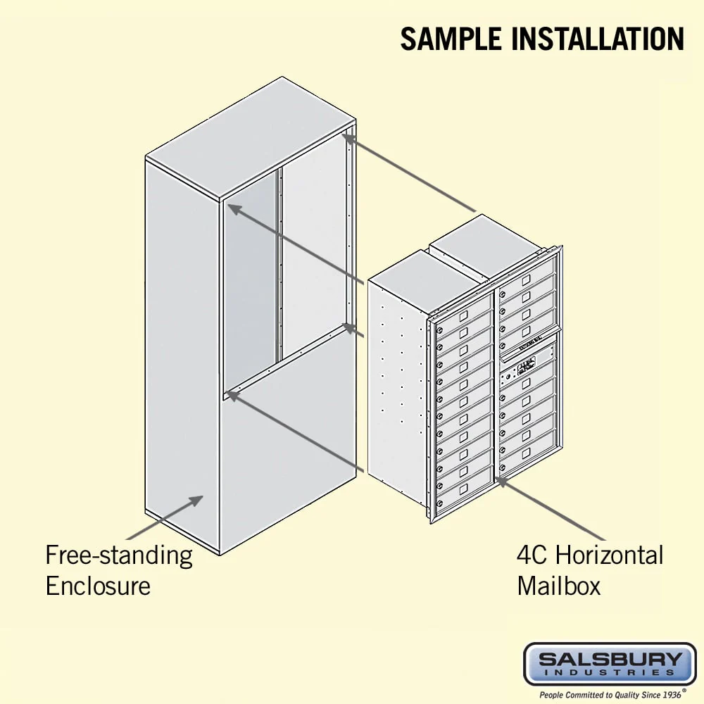 Salsbury Free-Standing 4C Horizontal Mailbox Unit, 11-Door-High Double Column, Sandstone, USPS Access - Image 4