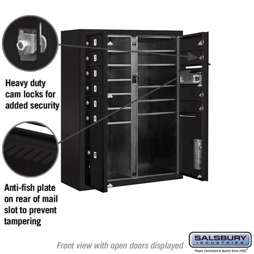 Salsbury Industries 10-Door High Surface Mounted 4C Horizontal Mailbox with Parcel Lockers, Black, 31.75" W x 38.5" H x 17" D - Image 3