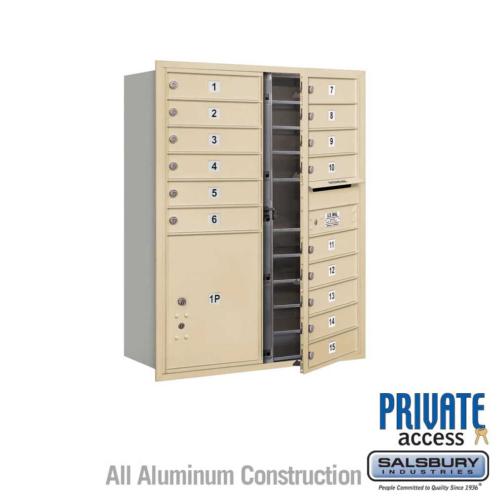 Salsbury Industries 11-Door High Recessed Mounted Mailbox with Parcel Locker, Sandstone