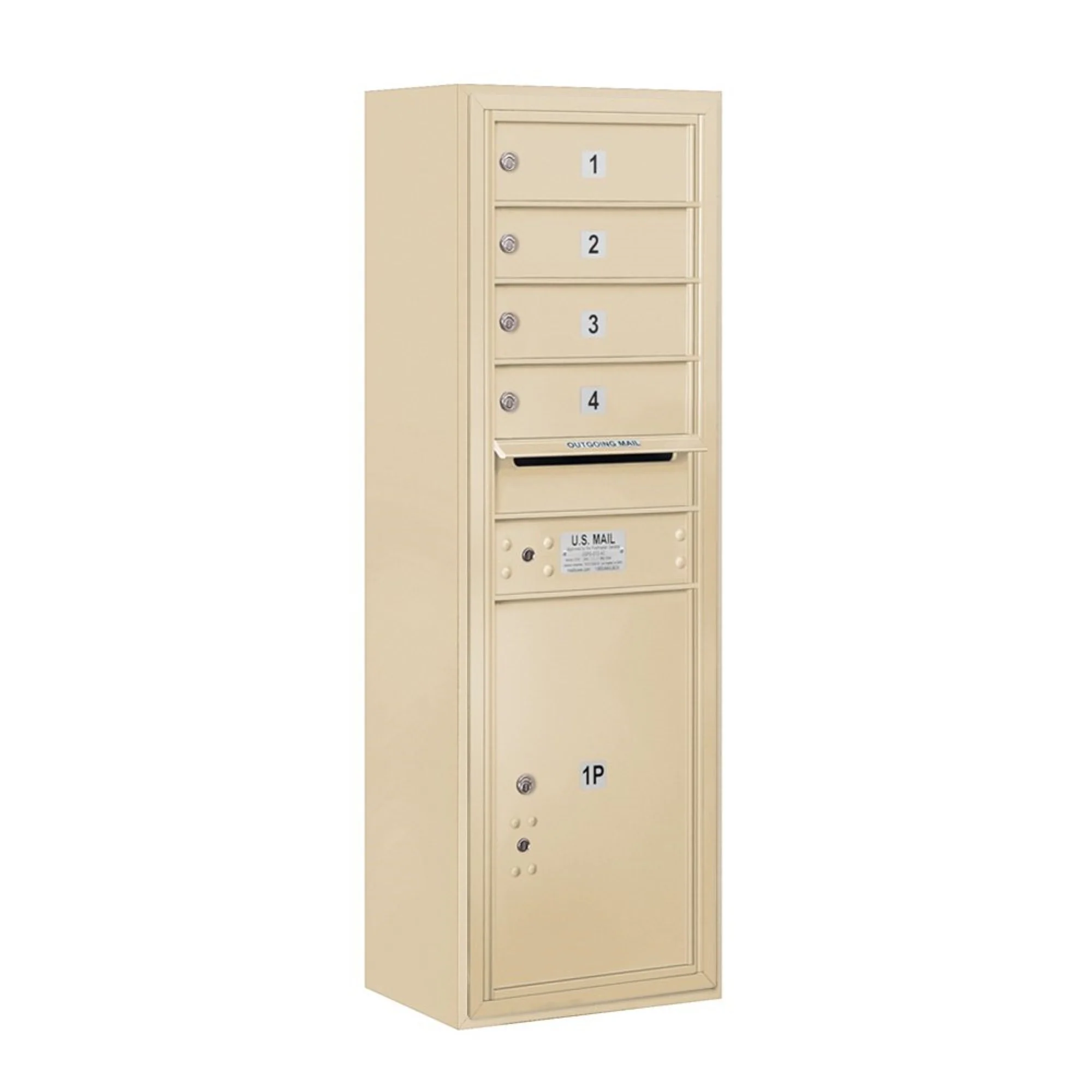 Salsbury Industries 11-Door High Surface-Mounted 4C Horizontal Mailbox with Parcel Locker, Sandstone