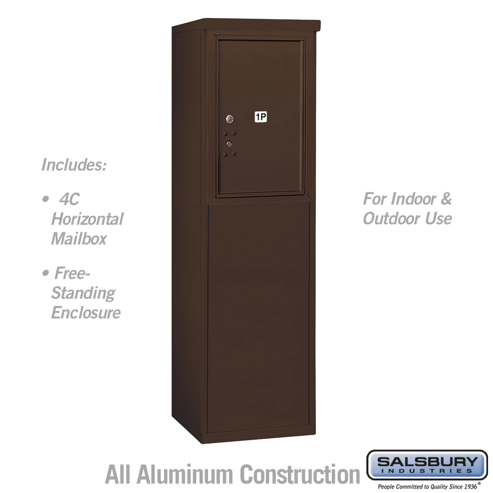 Salsbury Industries 6-Door-High Free-Standing 4C Horizontal Mailbox with Parcel Locker, Bronze